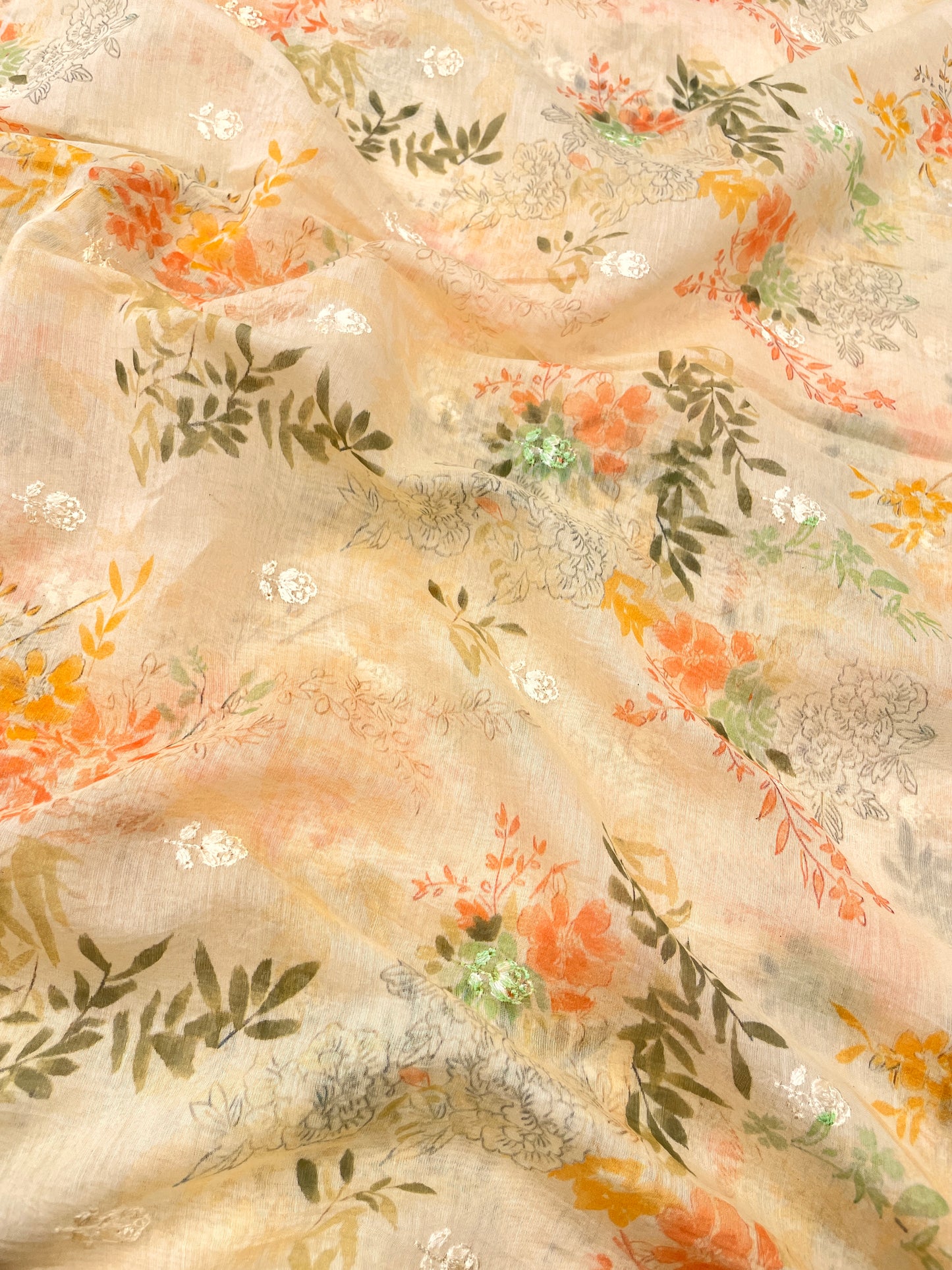 Chanderi Print with Embroidery (44”inch)