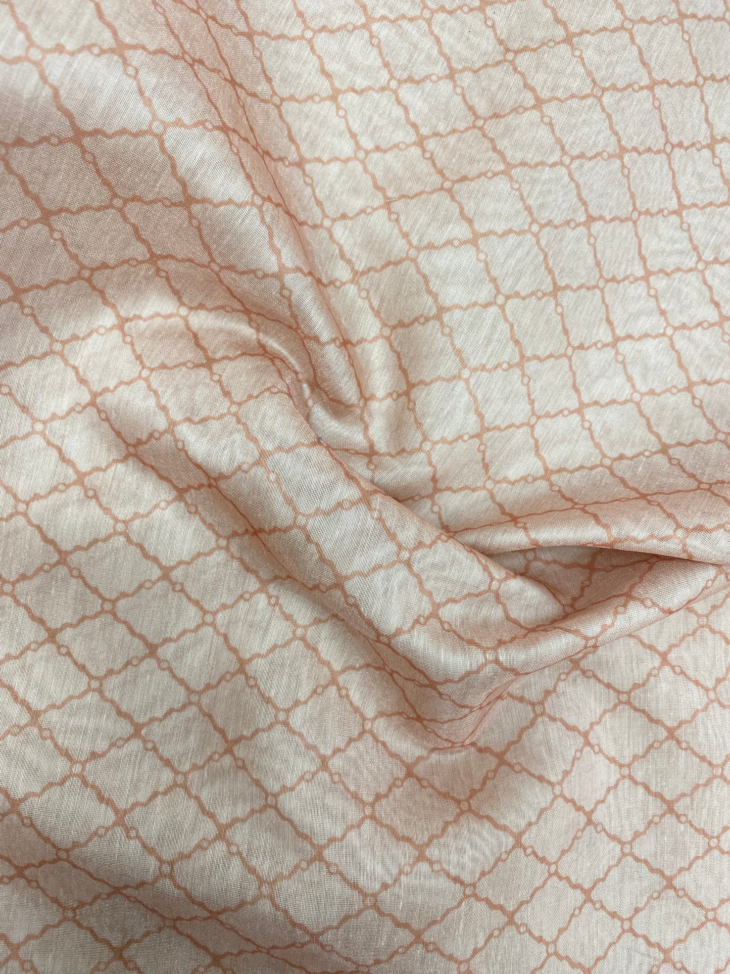 Subtle Yet Elegant Ethnic Criss Cross Print On Chanderi Fabric