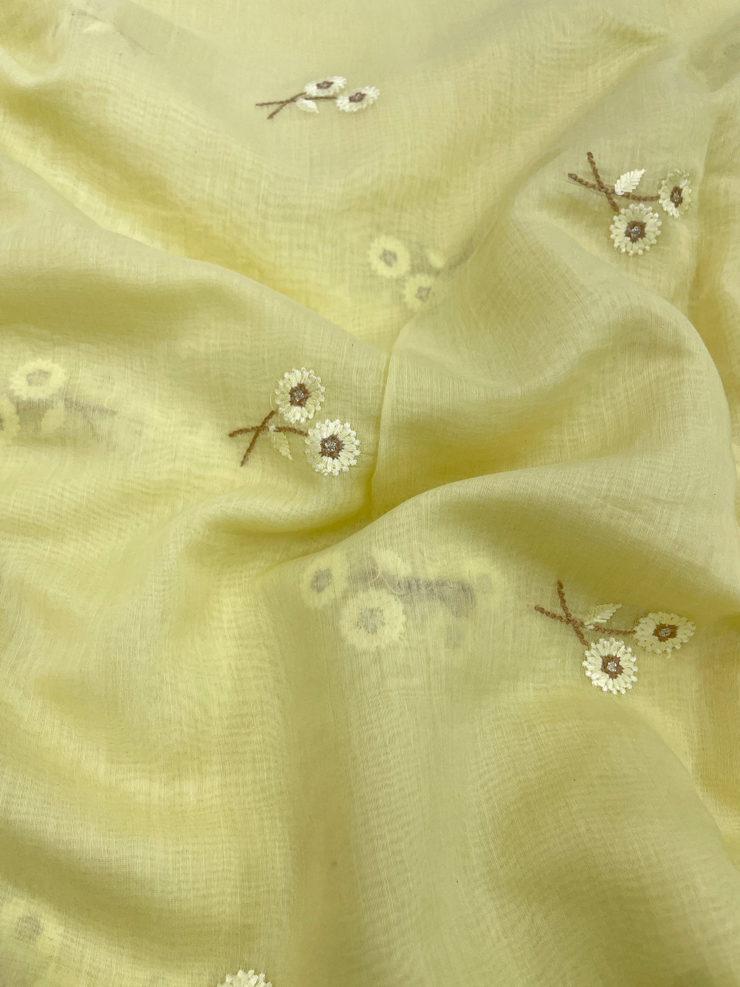 Mul Silk Chanderi Thread Embroidery