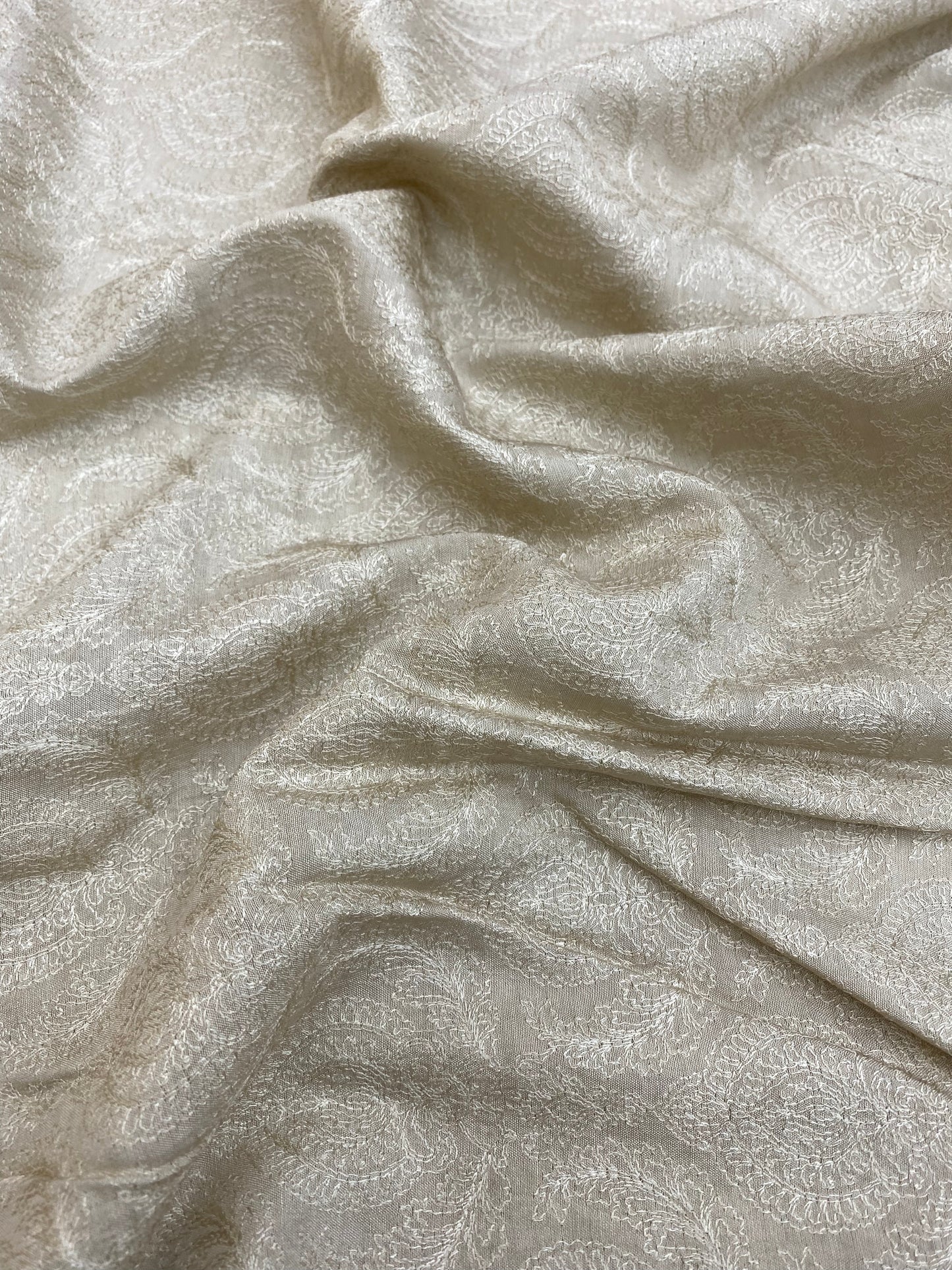 Elegantly Amazing Ethnic Thread Embroidery On Chanderi Tissue Fabric