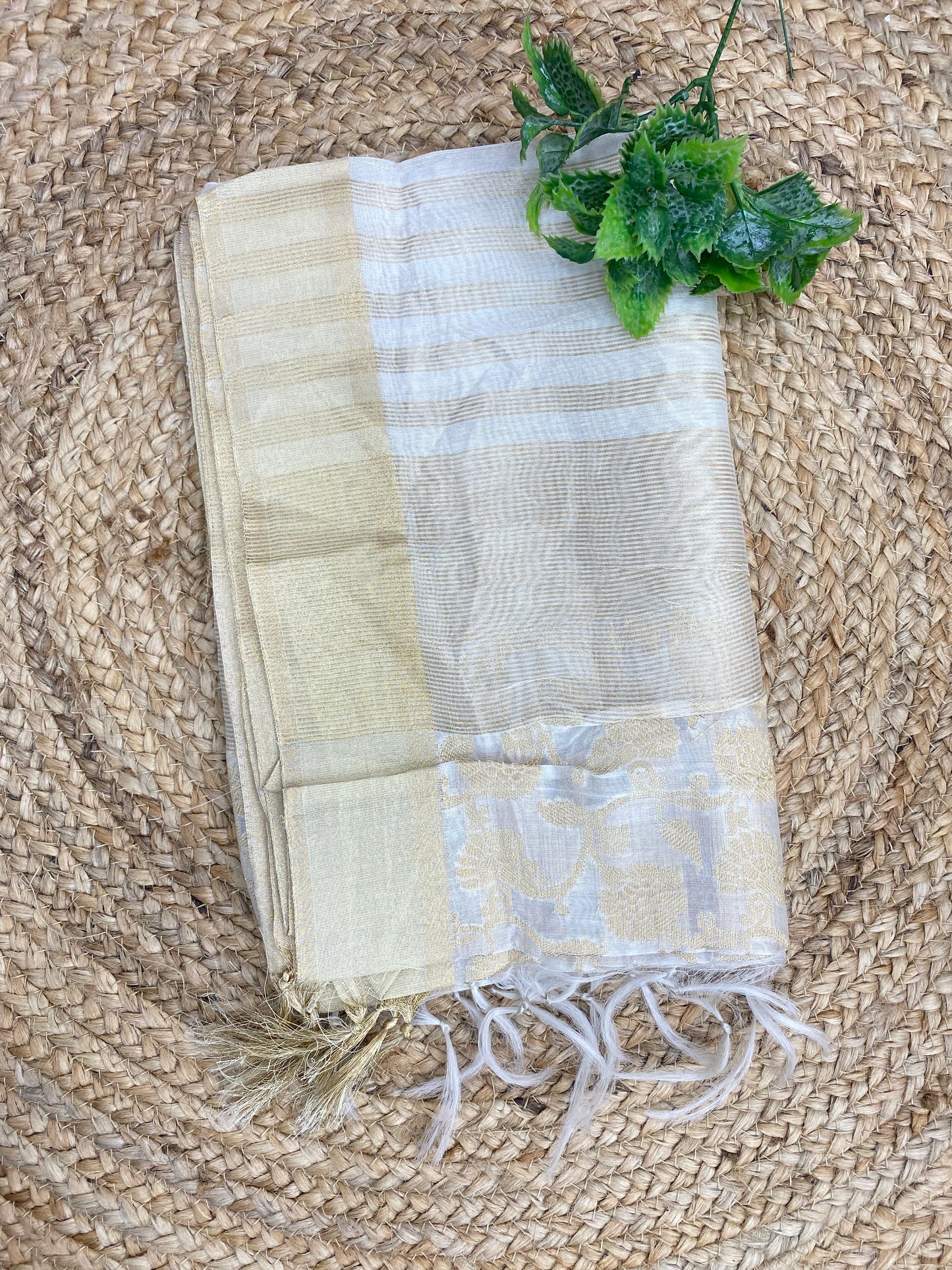 Glorious Fancy Delicate Motifs Floral Zari Work On Dyeable Banarasi Chanderi Jacquard Dupatta