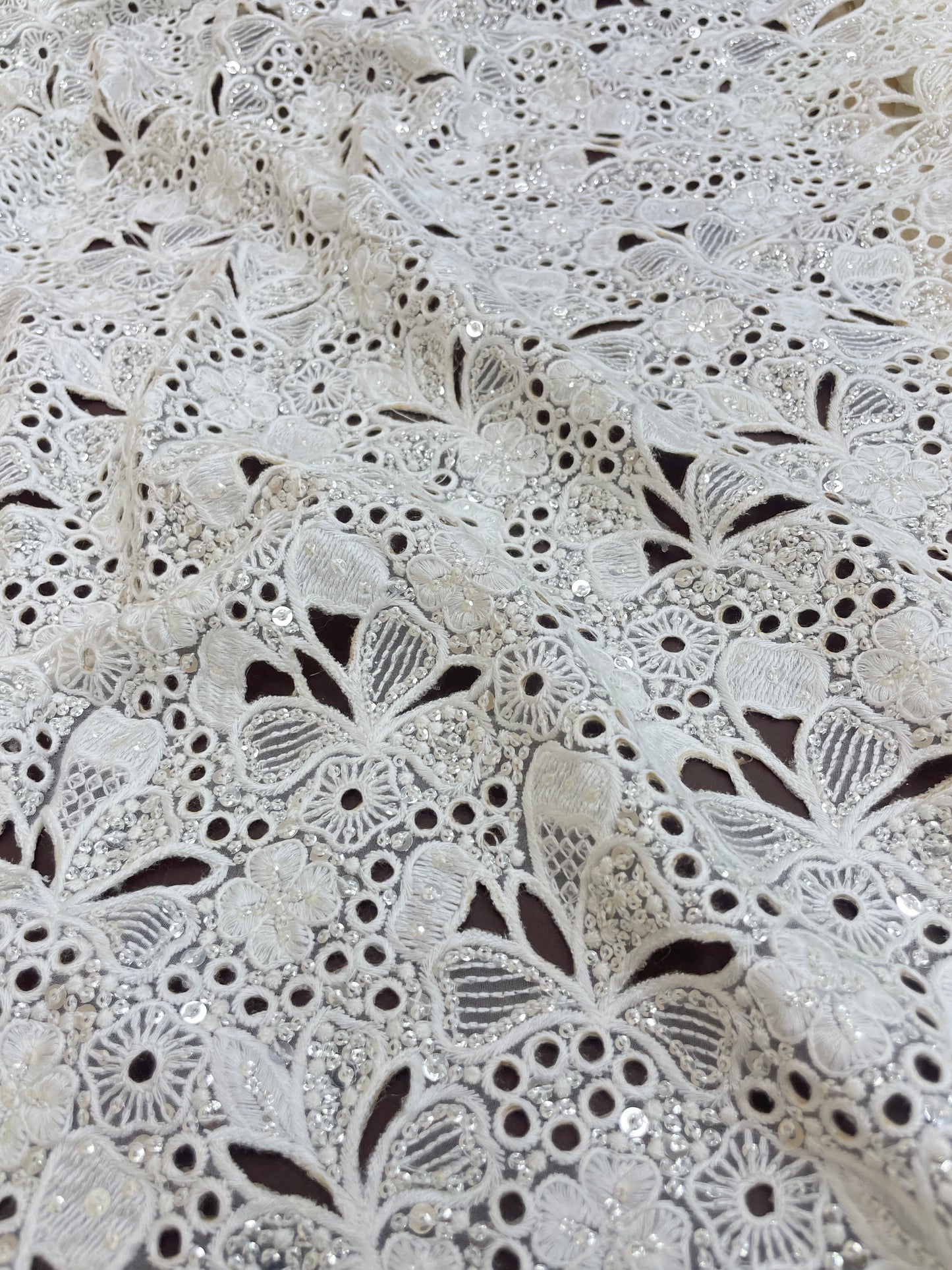 Organza Cutwork Embroidery Dyeable