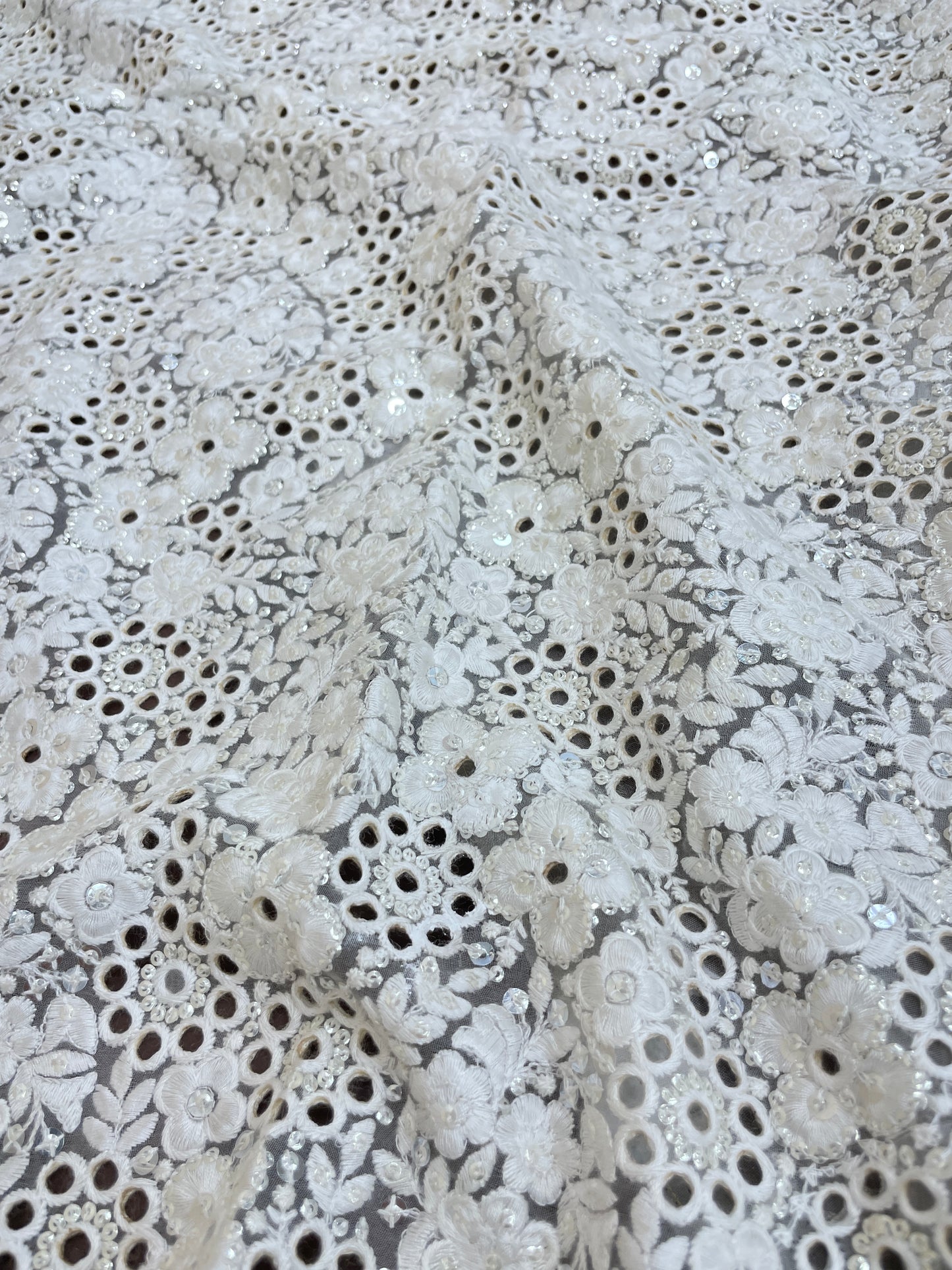 Organza CutWork Embroidery Dyeable