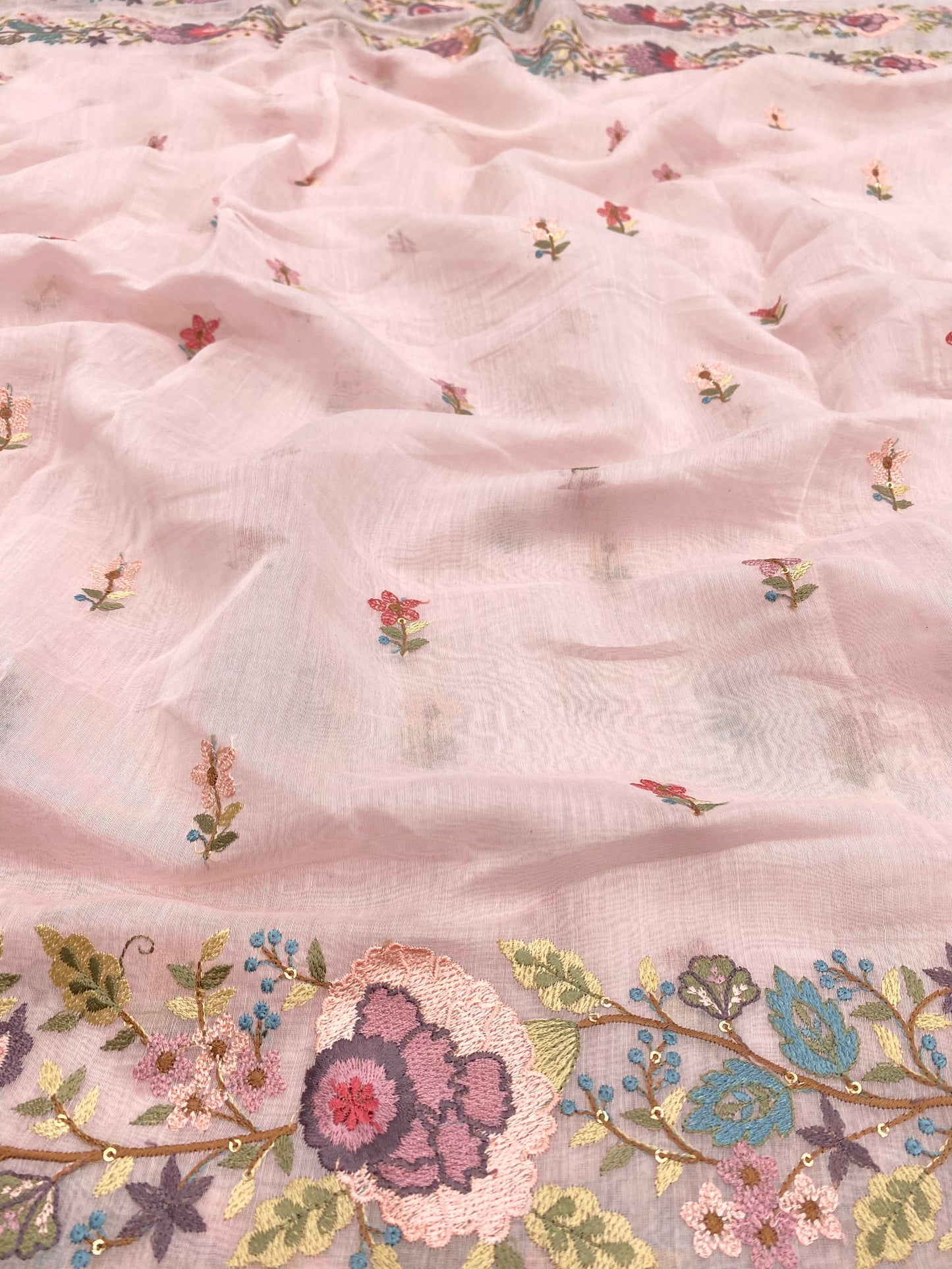 Chanderi Embroidery Dupatta Fabric (Color Available)