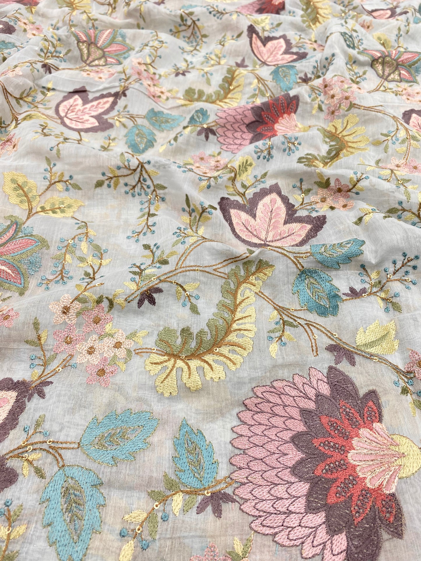 Chanderi Embroidery (Color Available) 44"Inch