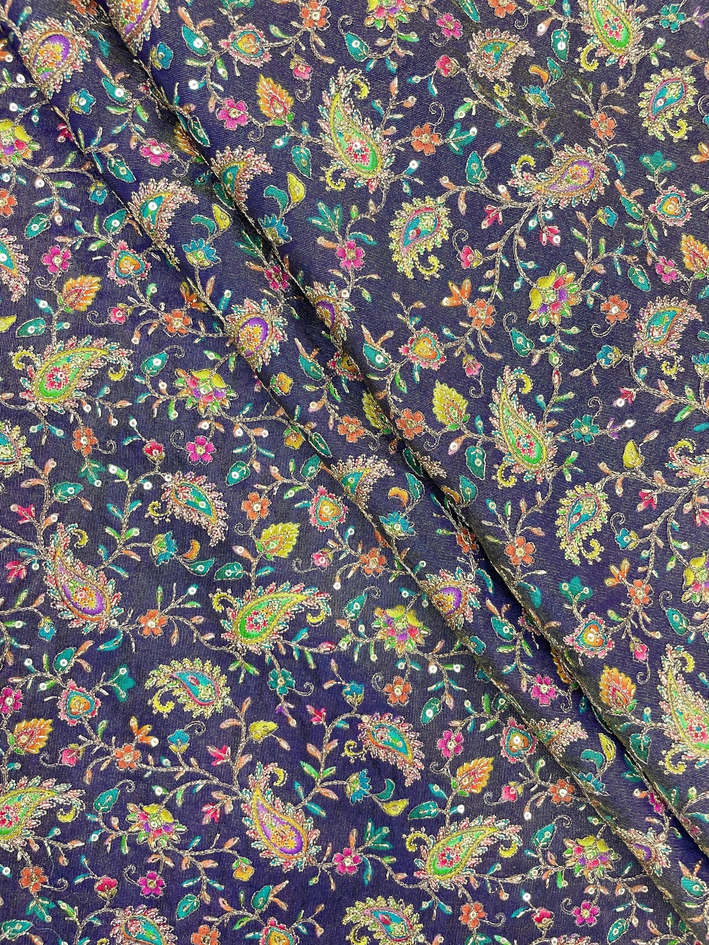 Tissue Print With Embroidery (colors available) 44"inch