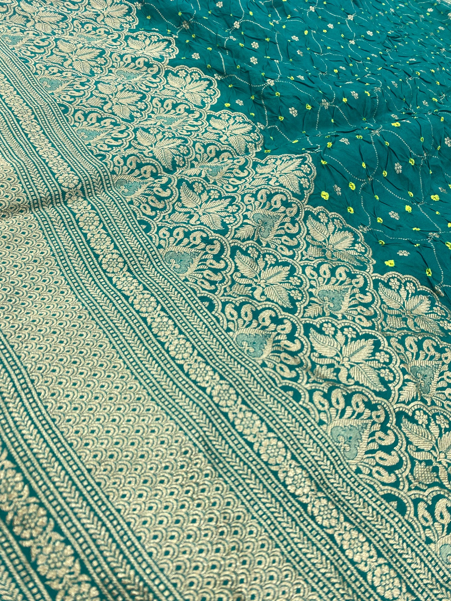 Pure Silk Bandhej With Border (Color Available) 44"Inch