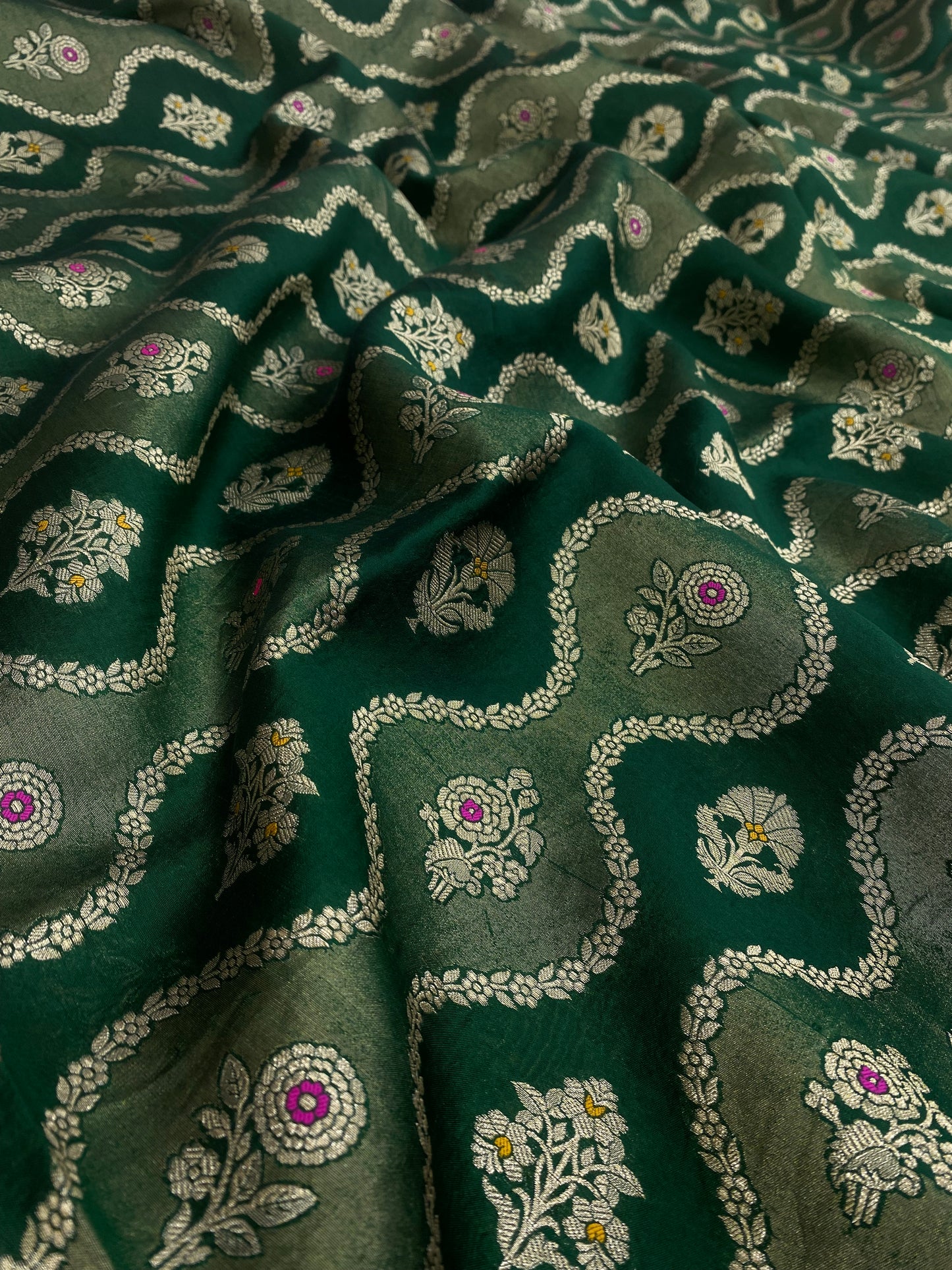 Pure Dupion Silk Zari With Meena Jacquard (Color Available) 44"Inch