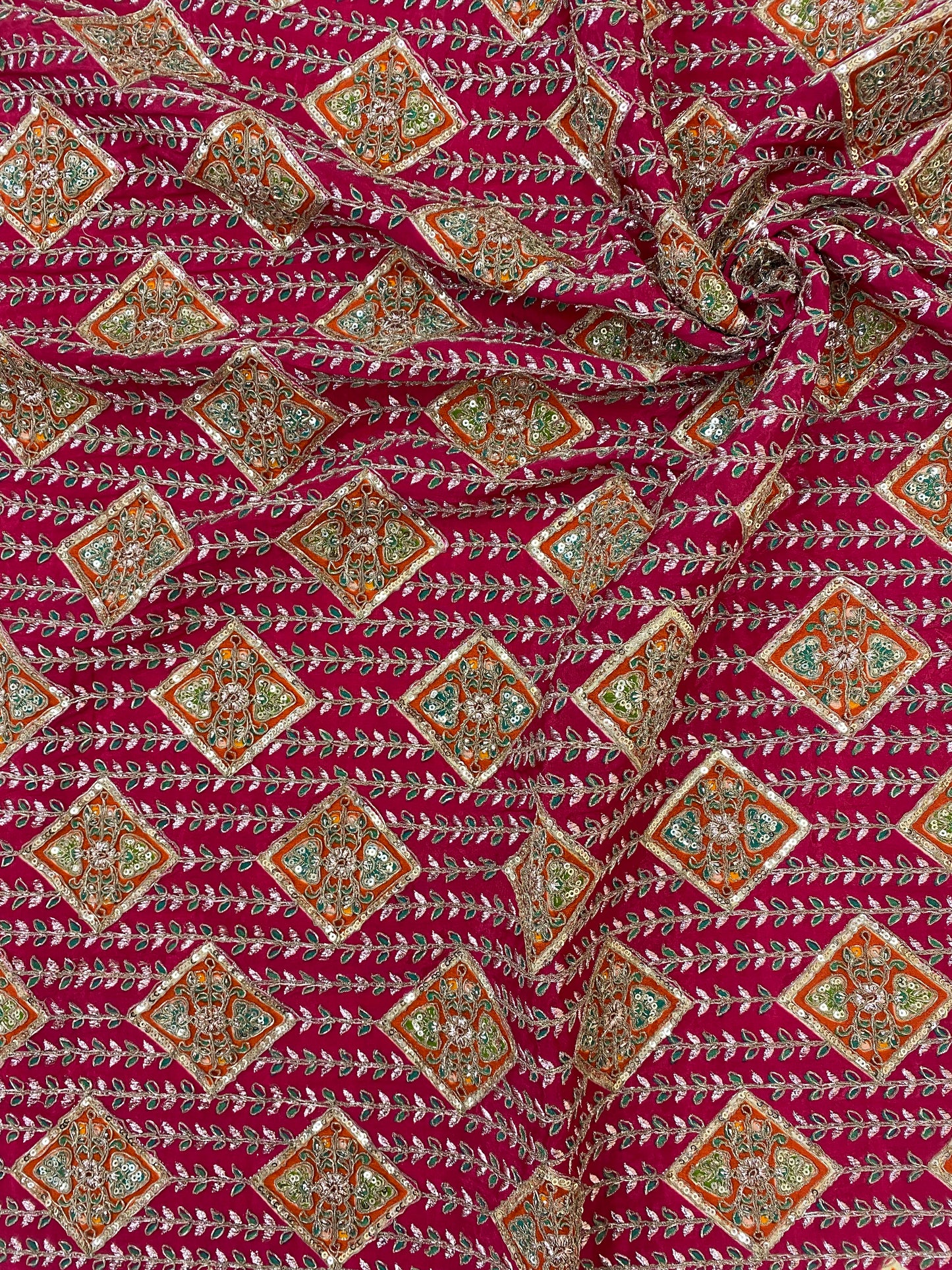 Crepe Position Print Embroidery Lehenga Set