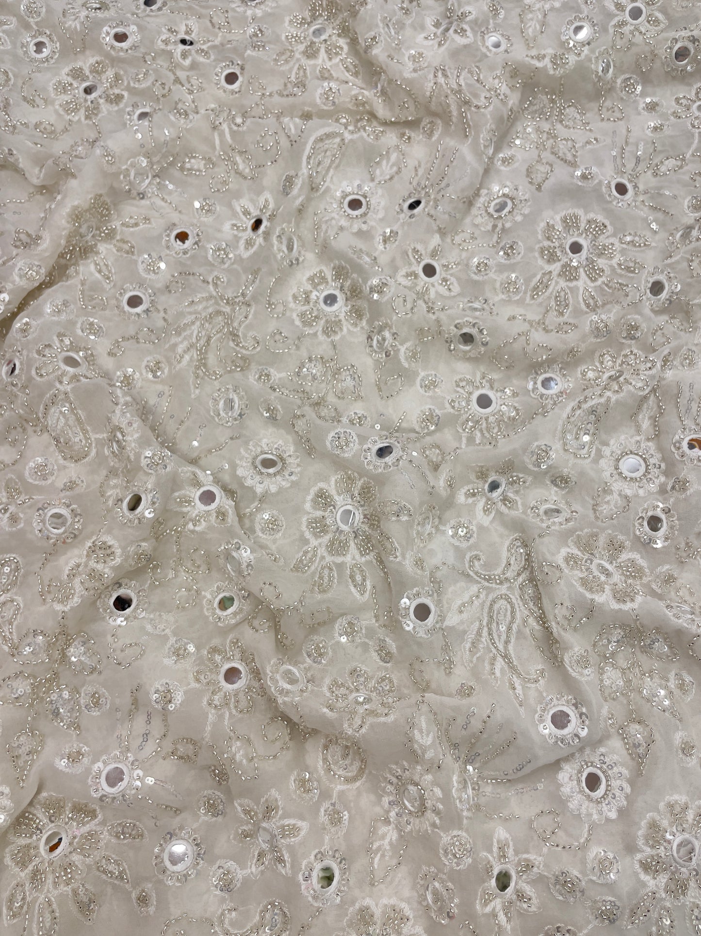 Dyeable Georgette Embroidery Fabric 44"inch