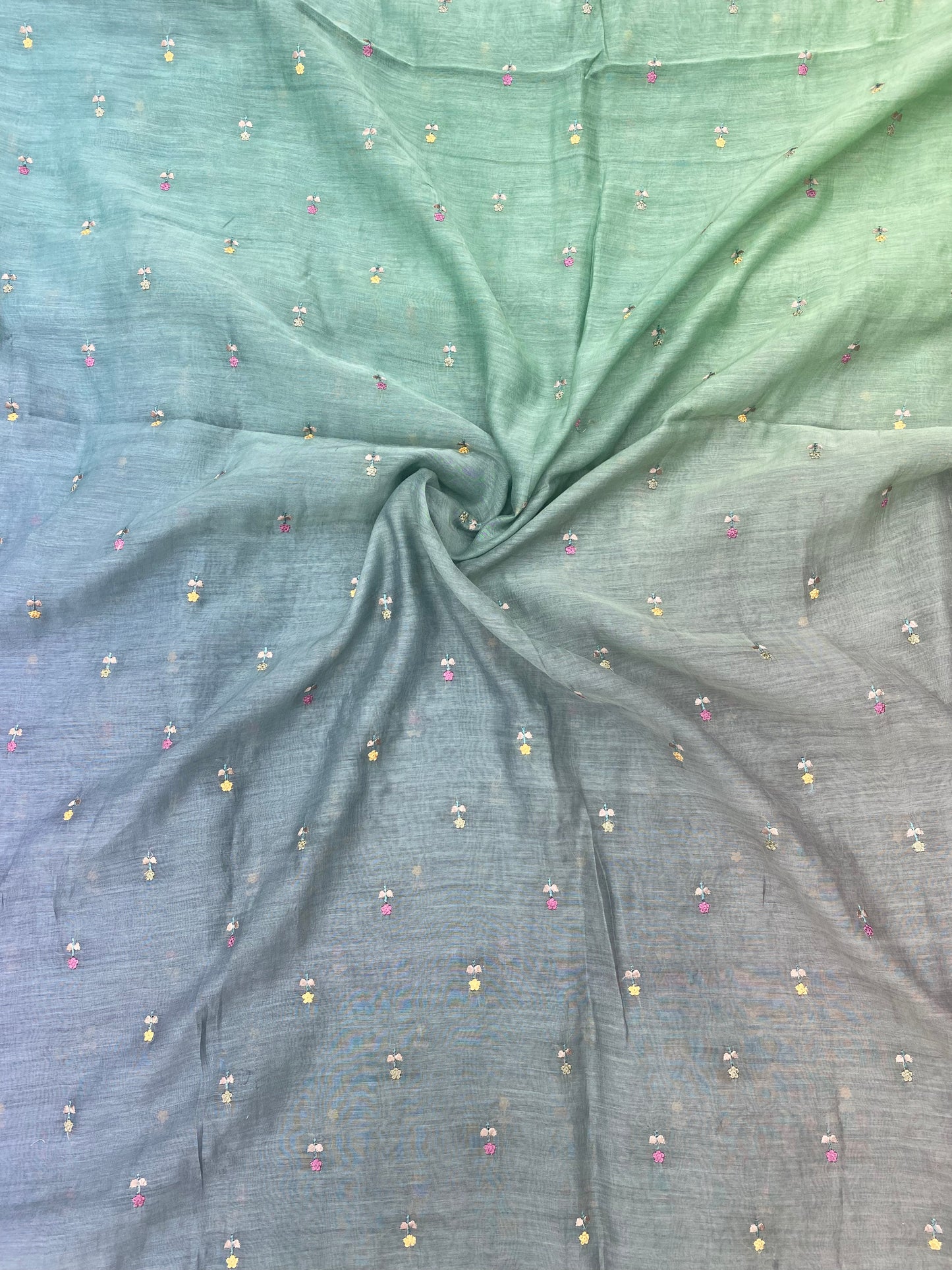 Pure Chanderi 4DColor Thread Embroidery (Color Available) 44"Inch