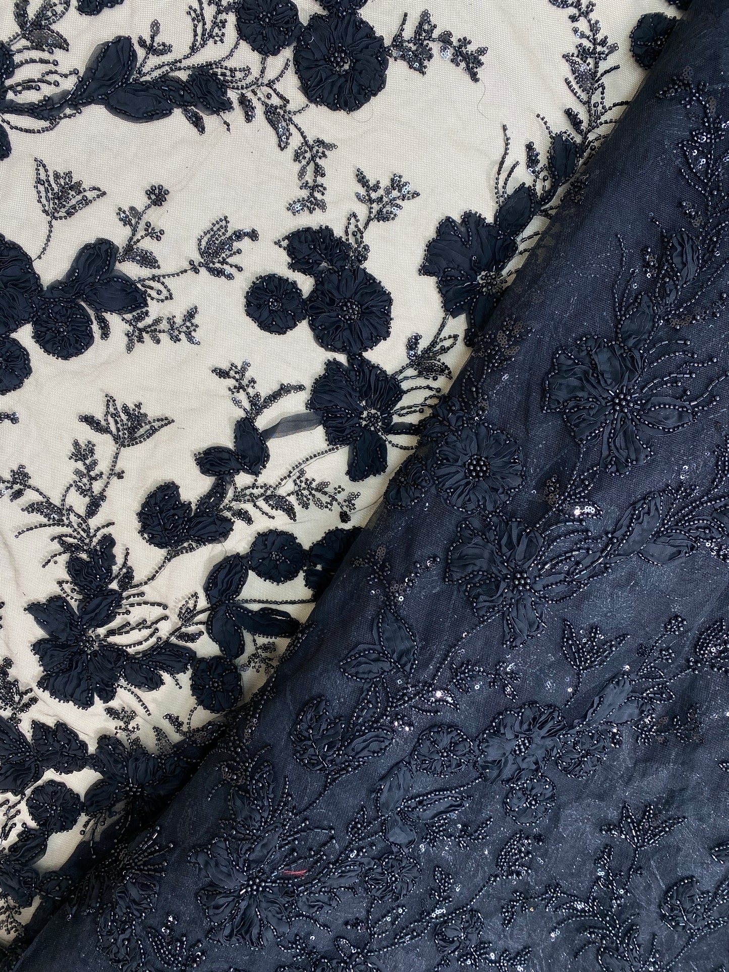 Net Patch Work Beads Embroidery (Color Available) 54"Inch