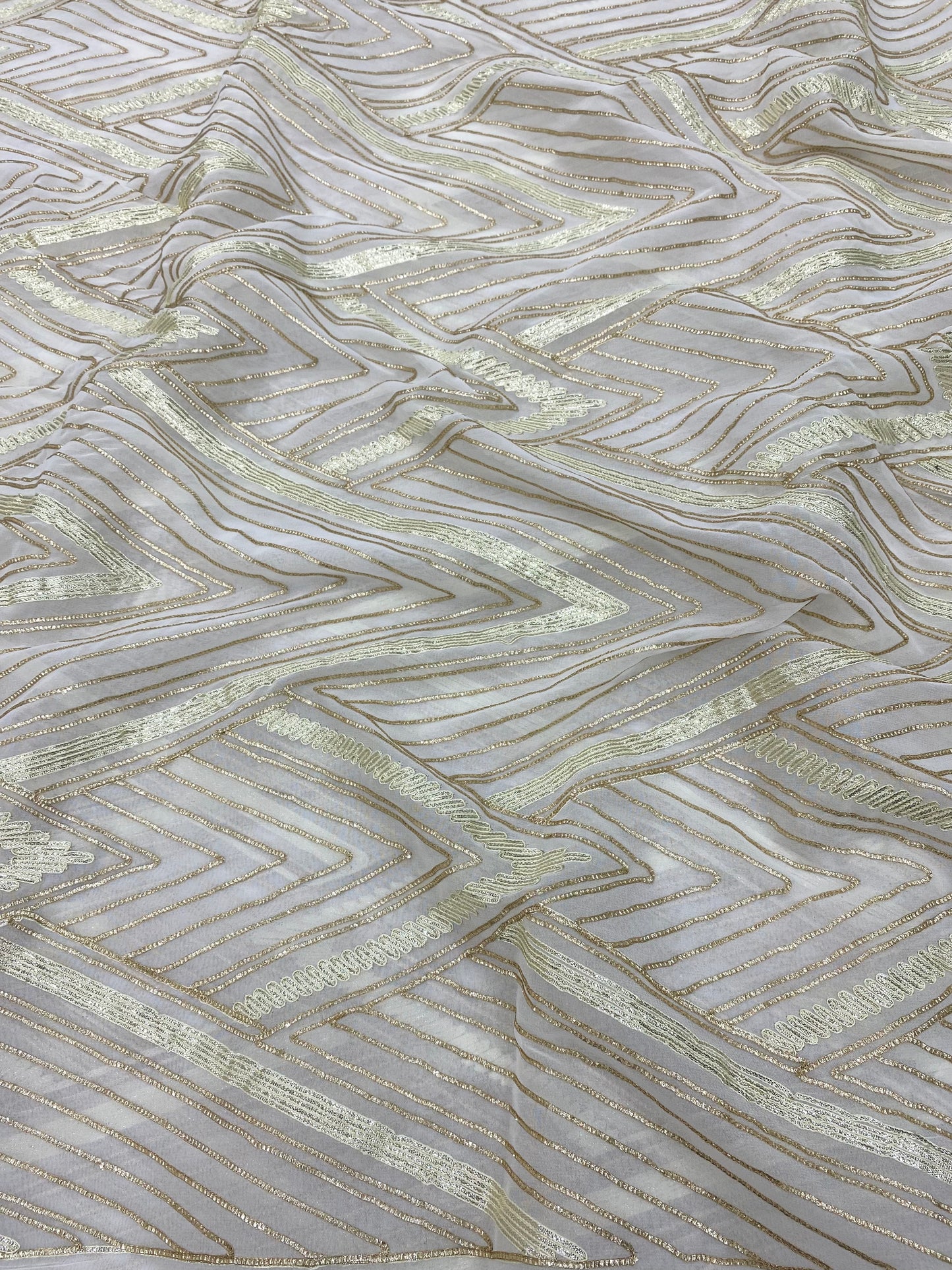 Georgette gotta Work Embroidery Dyeable