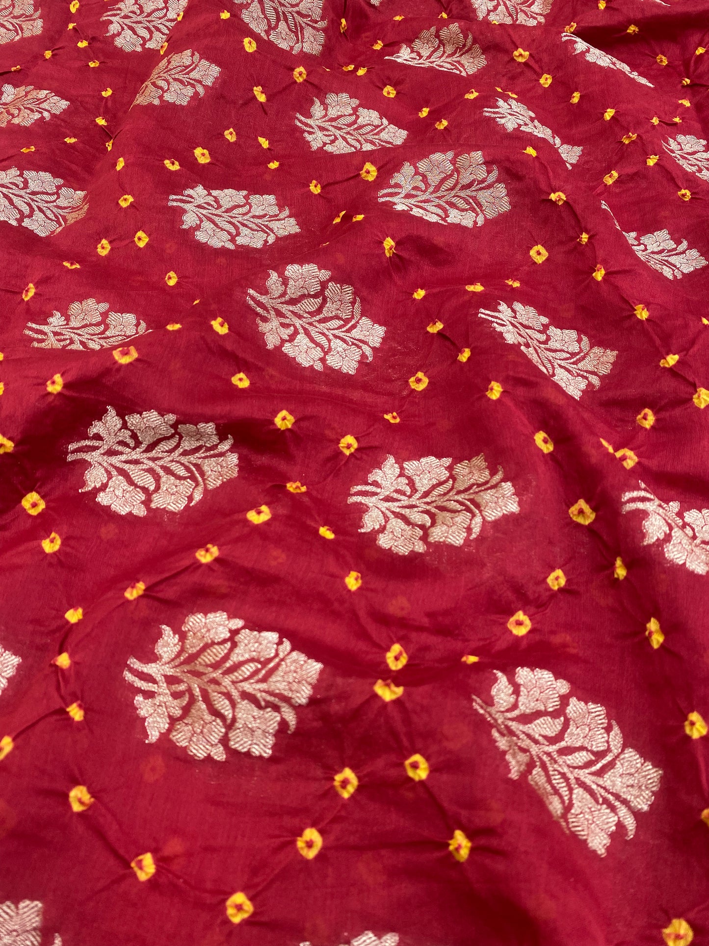 Pure Chanderi Zari Butti With Hand Bandhni (Color Available)