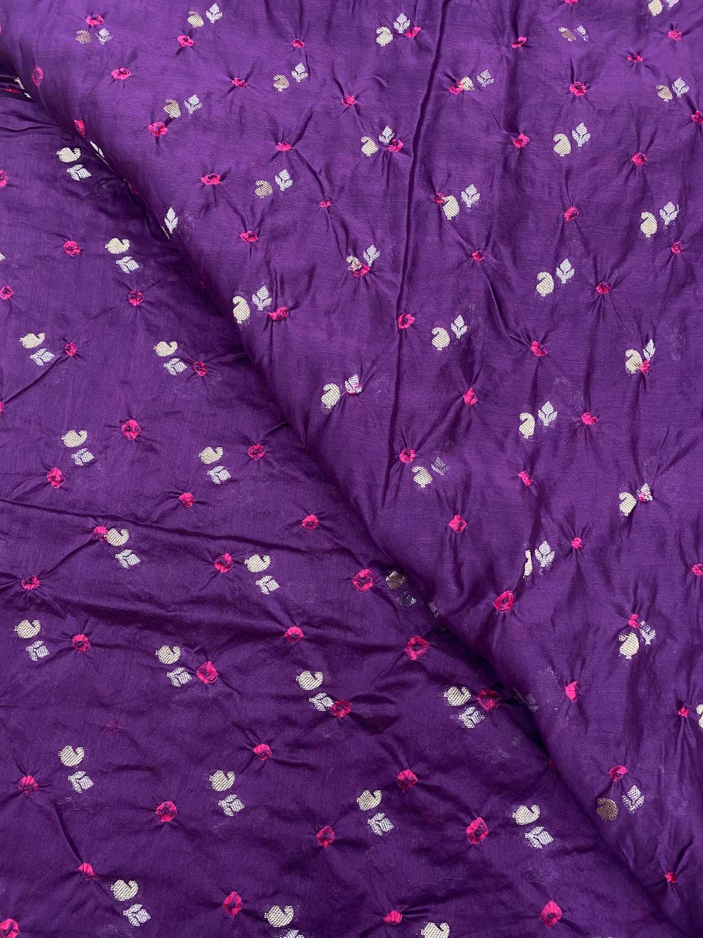 Pure Chanderi Zari Butti With Hand Bandhni (Color Available)