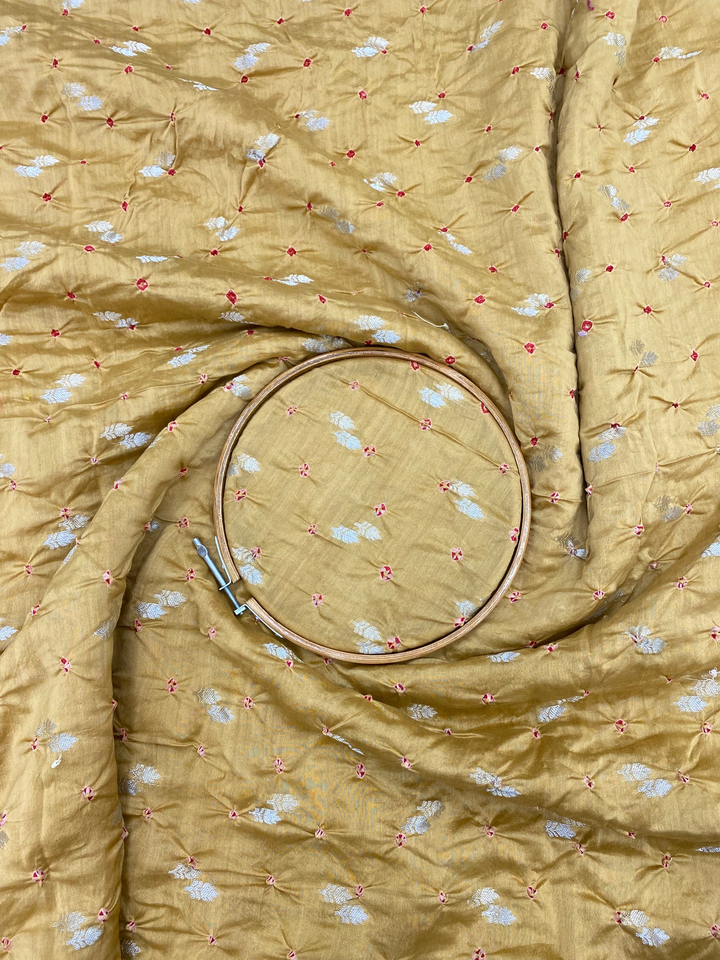 Pure Chanderi Zari Butti With Hand Bandhni (Color Available)