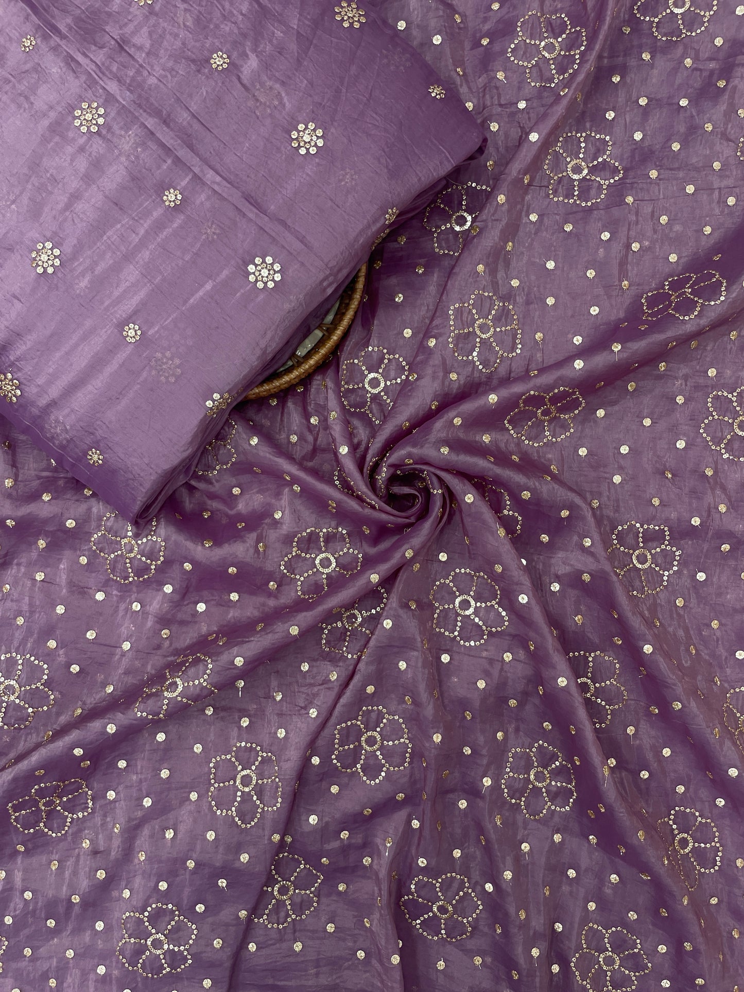 Glass Organza Sequence Dupatta Set Fabric (color Available) 44"Inch