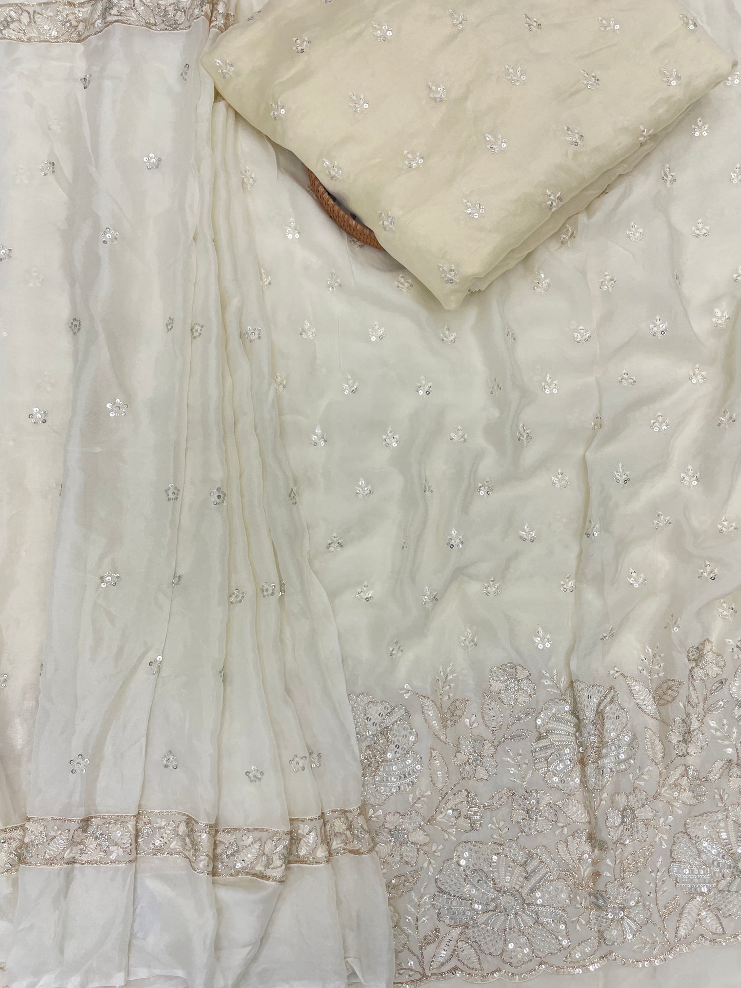 Chinon Embroidery Lehenga Set Fabric (Color Available) 54"Inch