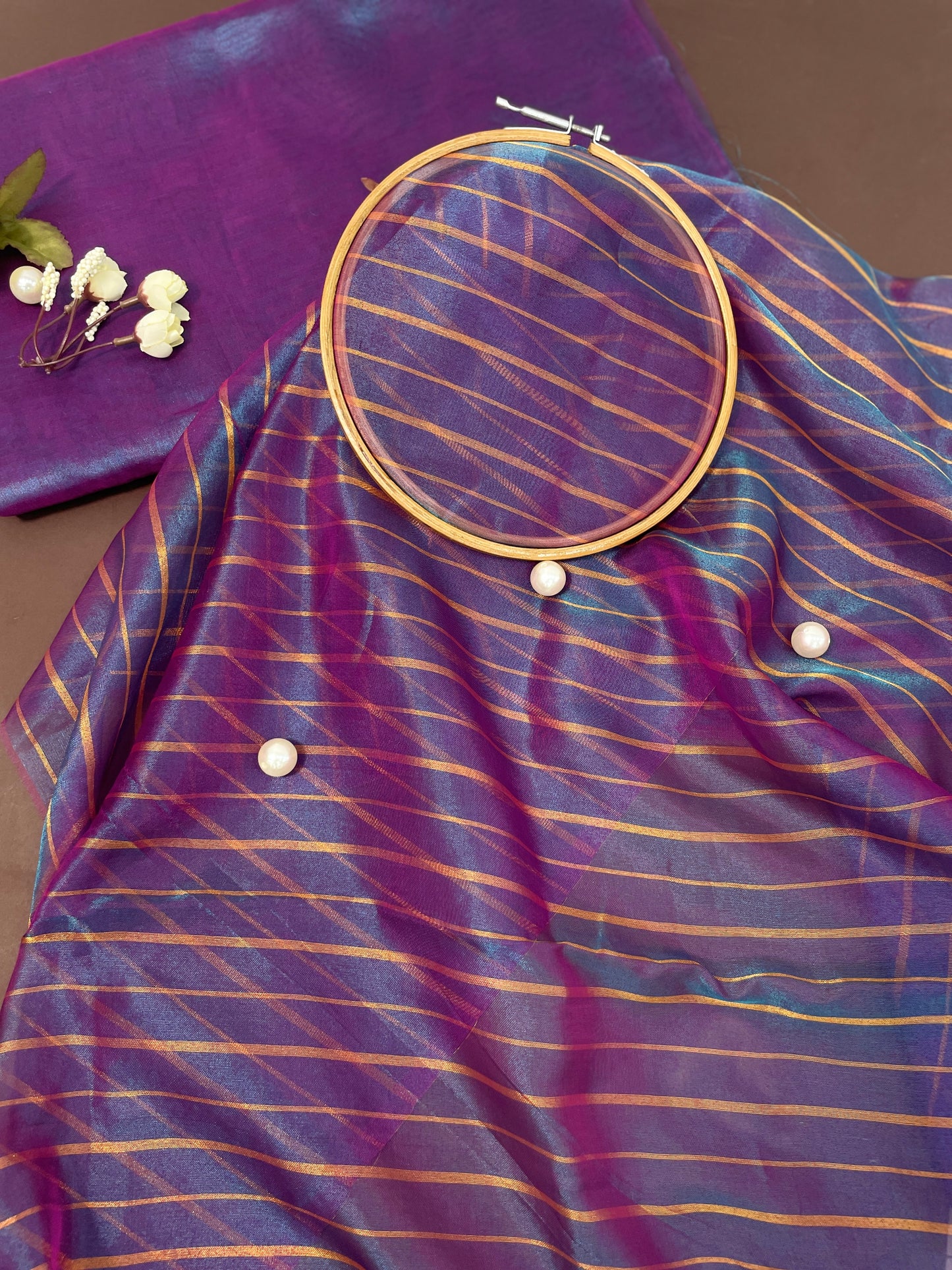 Pure Tissue Weaving Dual Shade Set Fabric (Color Available) 44"Inch