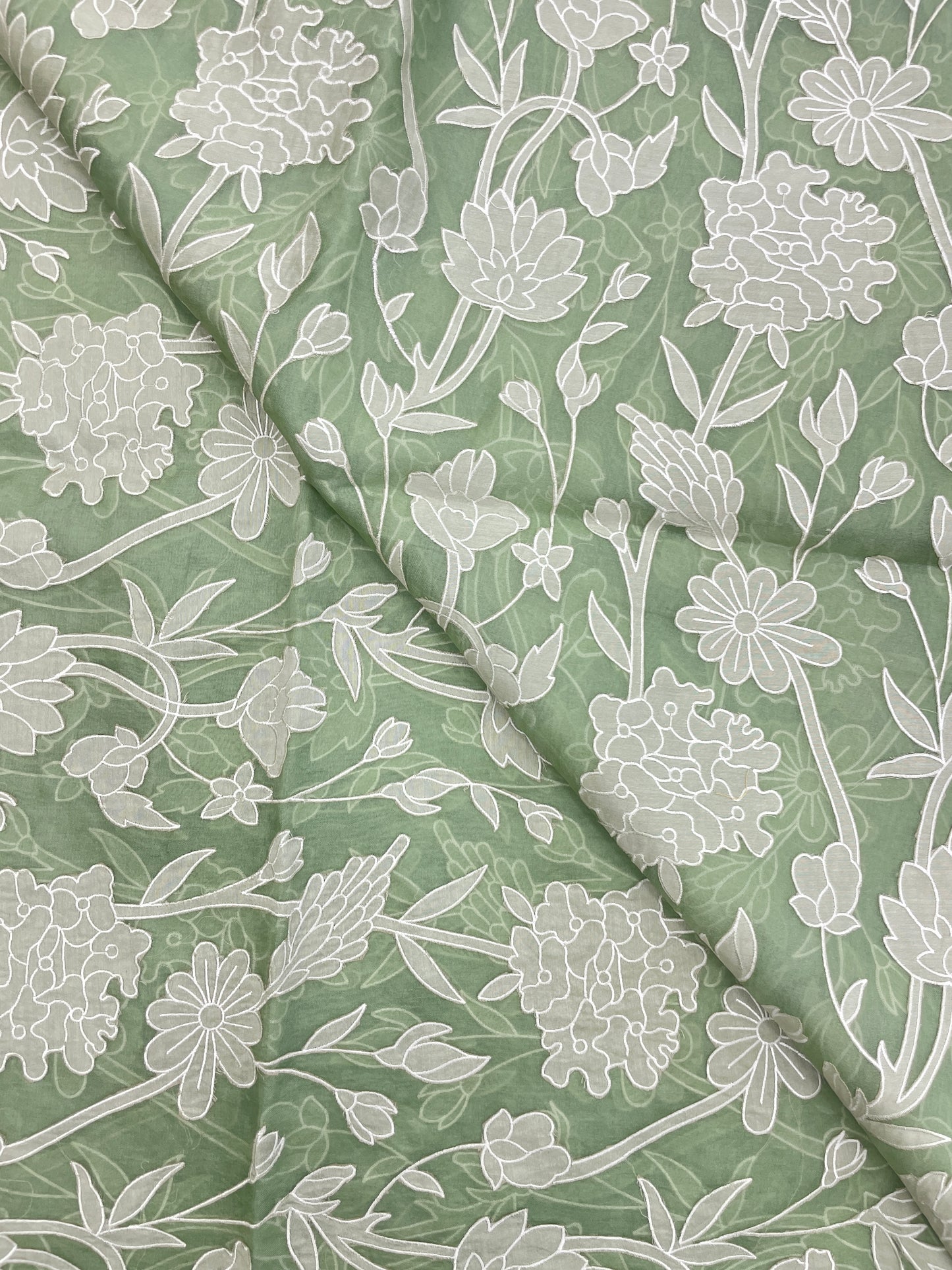 Pure Silk Organza Applique Work (Color Available)44"Inch