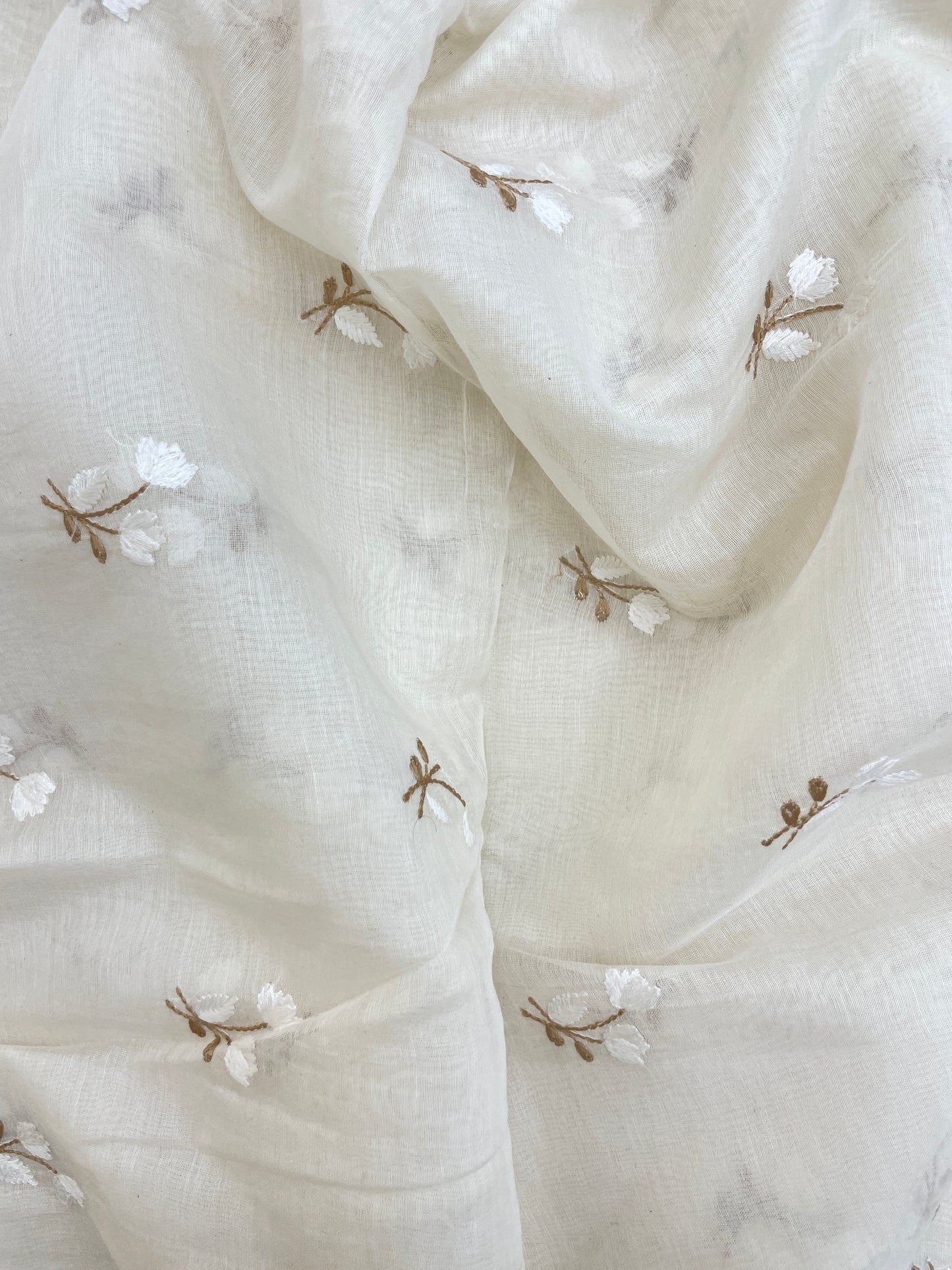 Pure Chanderi Thread Embroidery Dyeable