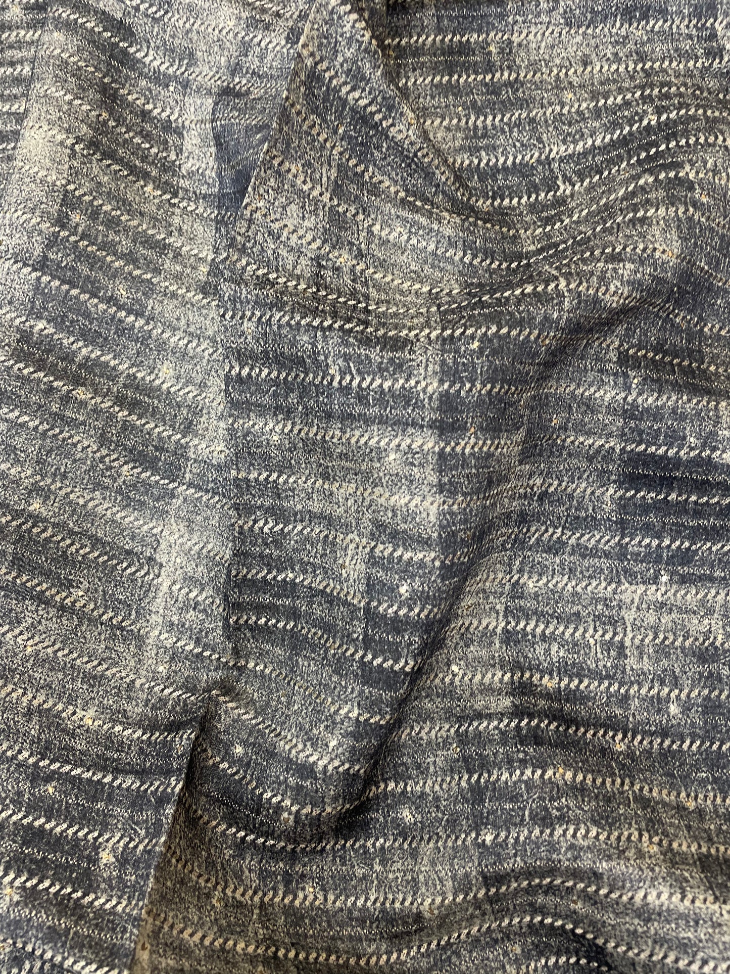 Fantastic Bold And Bright Lined Hand Print With Mukesh Work On Pure Munga Silk Fabric