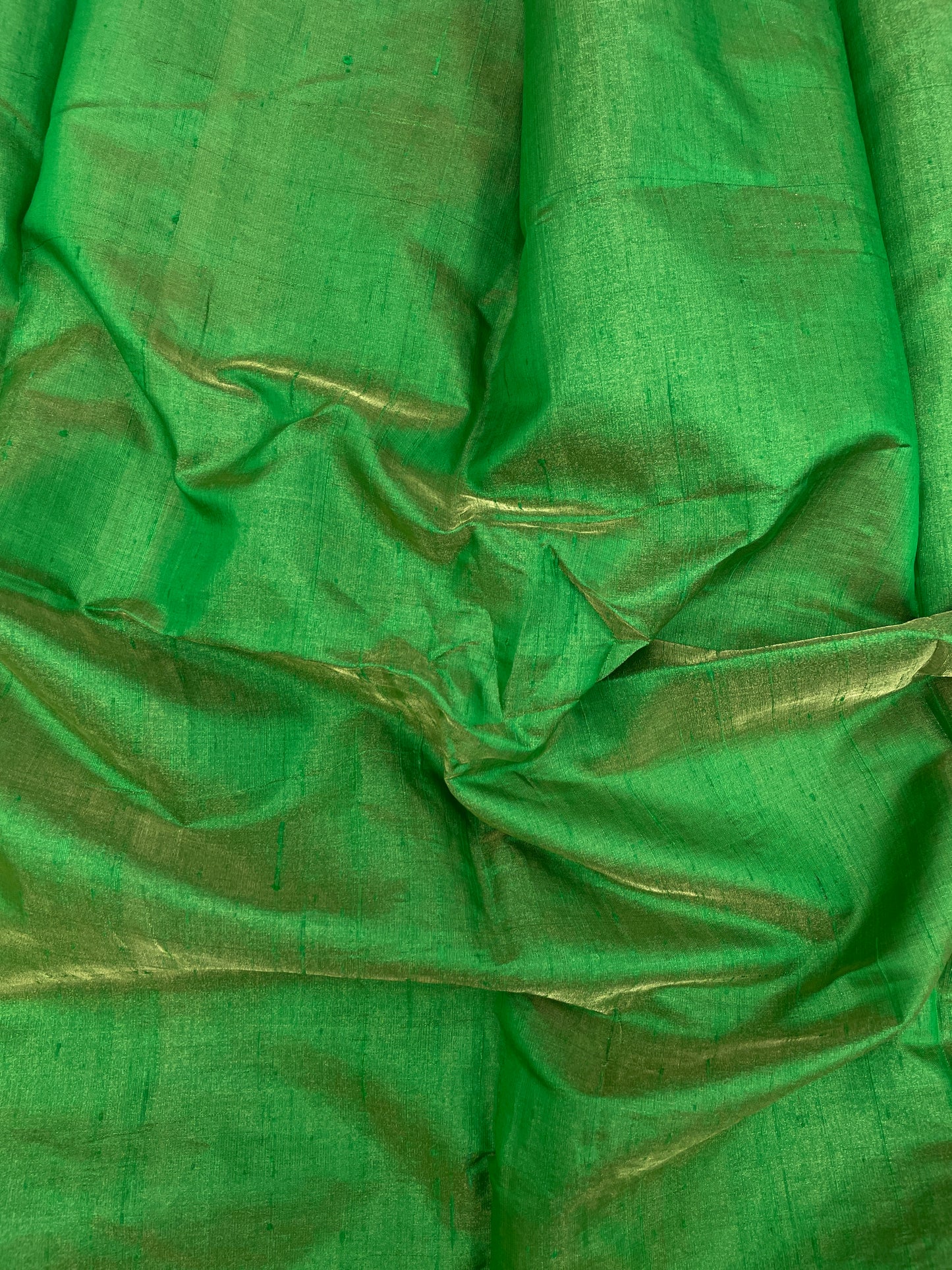 Beautiful Attractive Forest Green Colored Pure Raw Silk Tissue Fabric