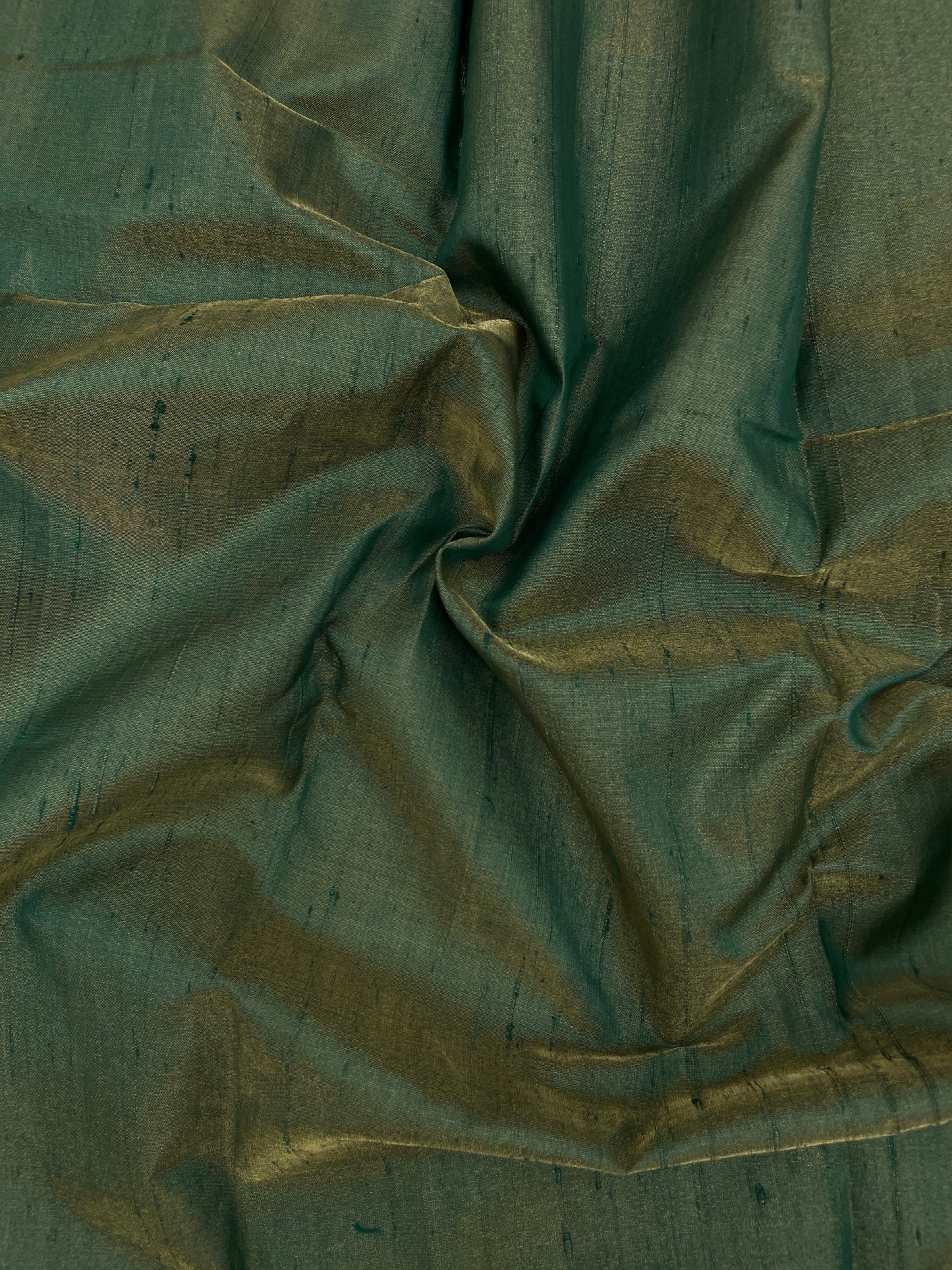 Elegant Fantastic Mehendi Dark Green Colored Pure Raw Silk Tissue Fabric