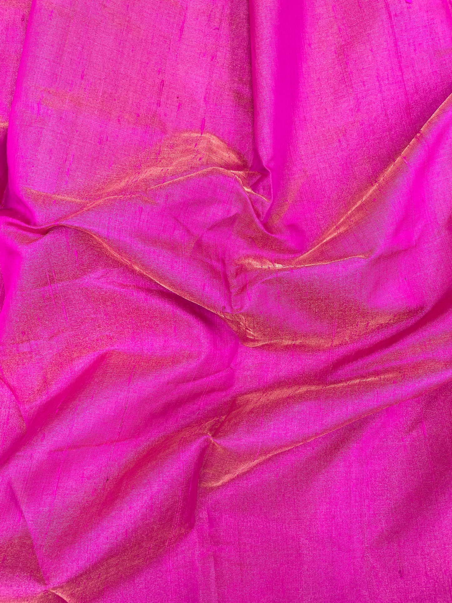 Bright Shiny Neon Pink Color Pure Raw Silk Tissue Fabric