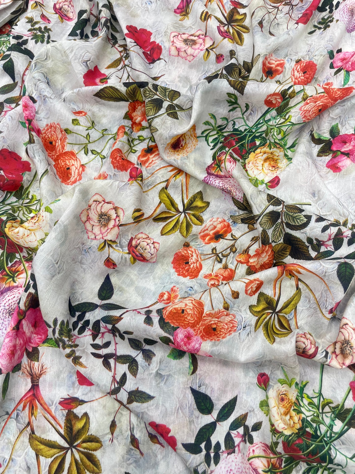 Gorgeous Luxurious Multi Color Multi Floral Print On Semi Tussar Fabric