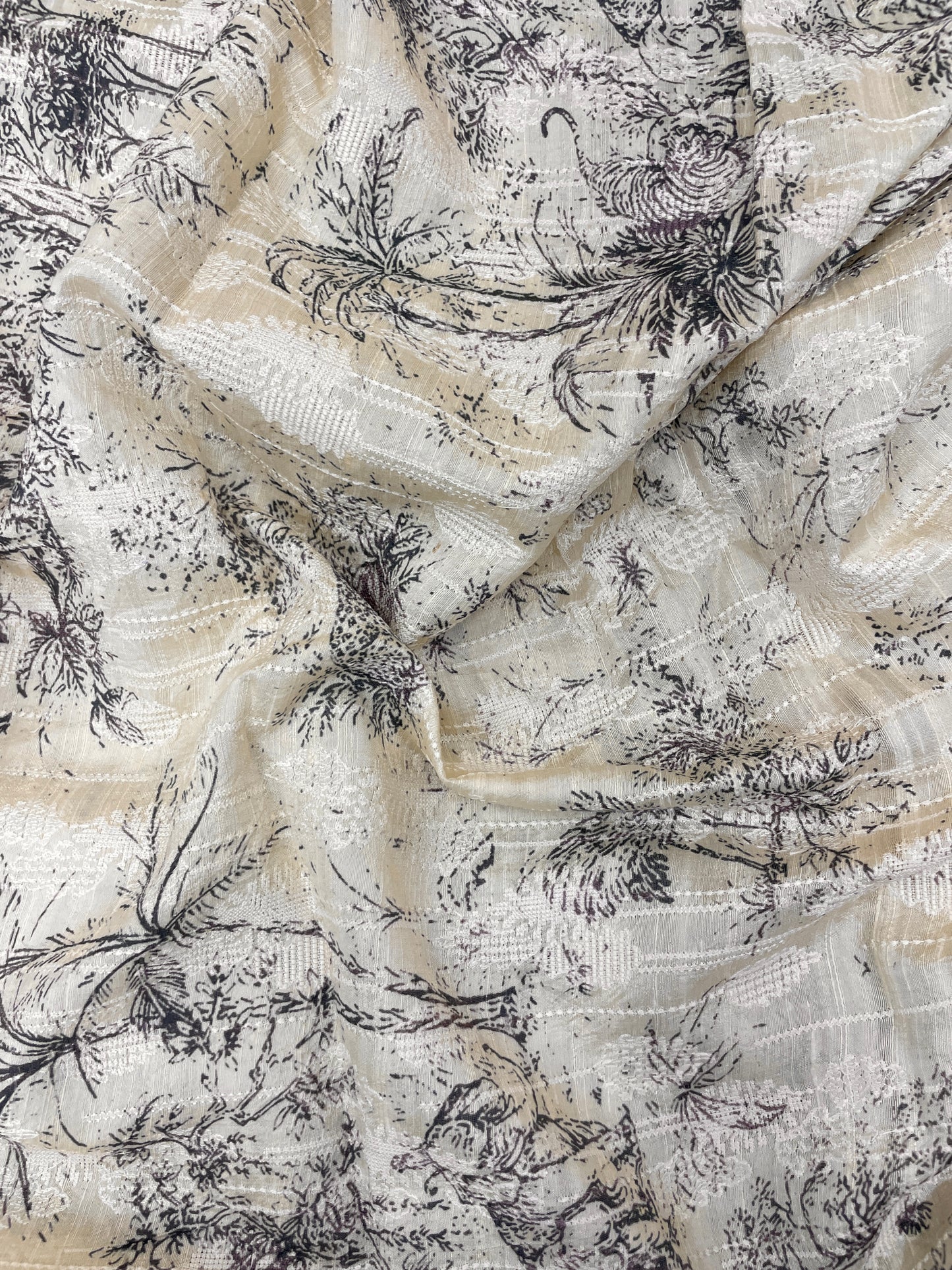 Marvelous Print Embroidery on Pure Tussar Fabric