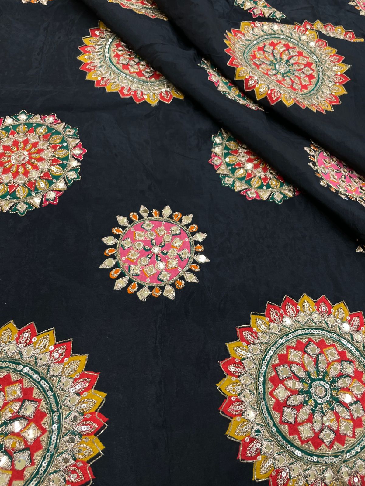 Crepe Position Print With Embroidery (Colors Available)