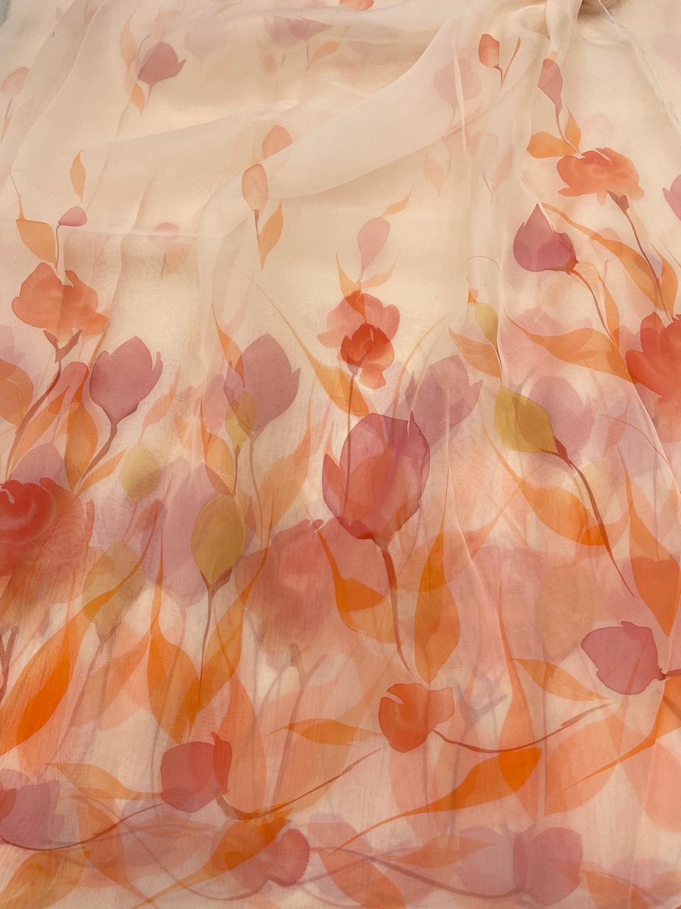 Pure Silk Organza Hand Paint