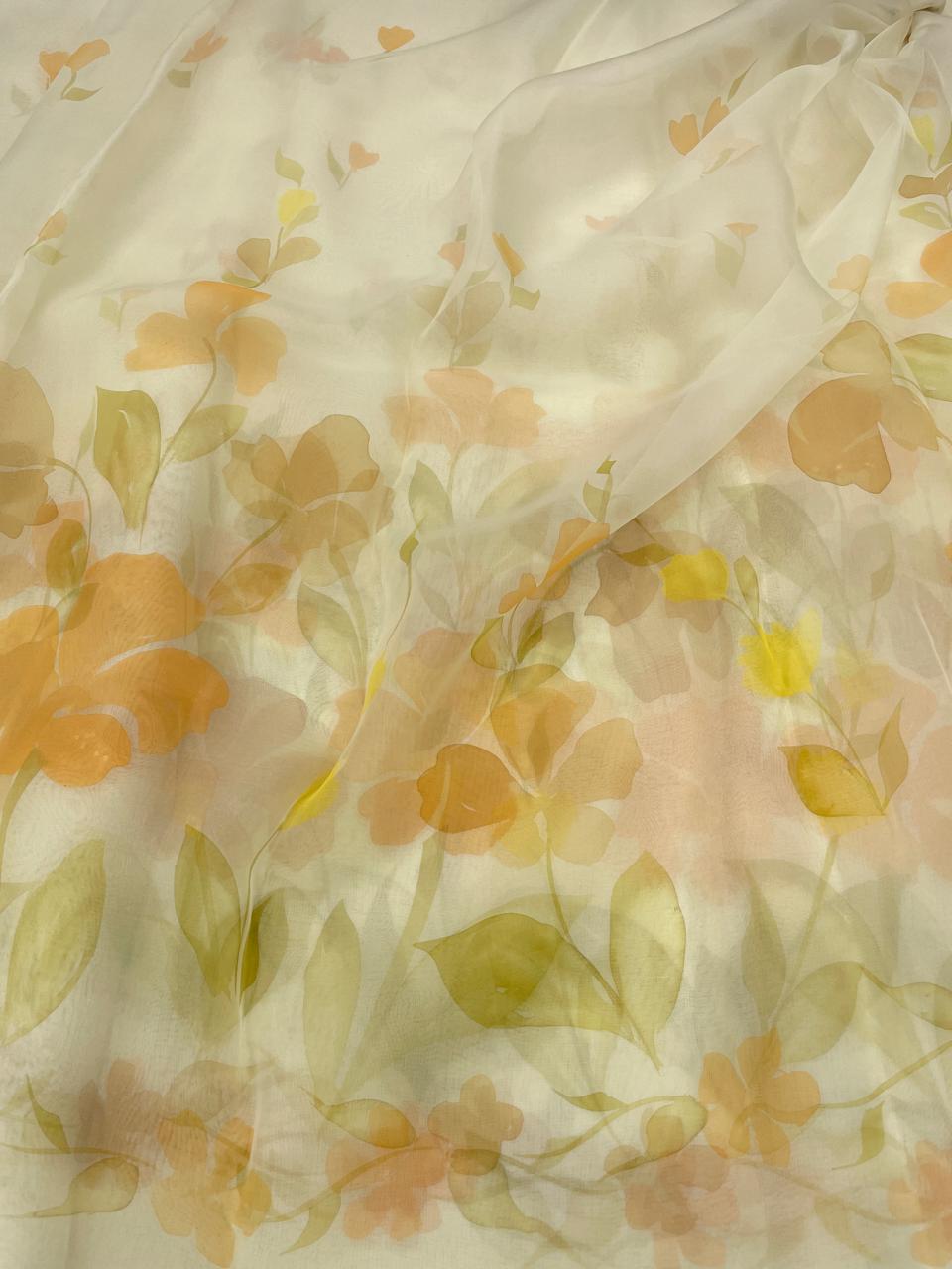 Pure Silk Organza Hand Print