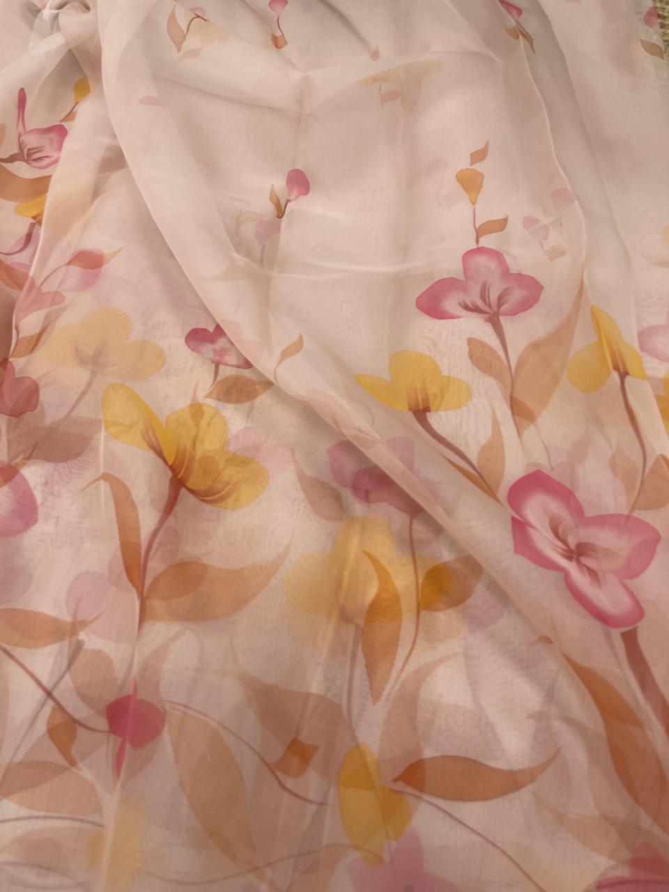 Pure Silk Organza Hand Paint