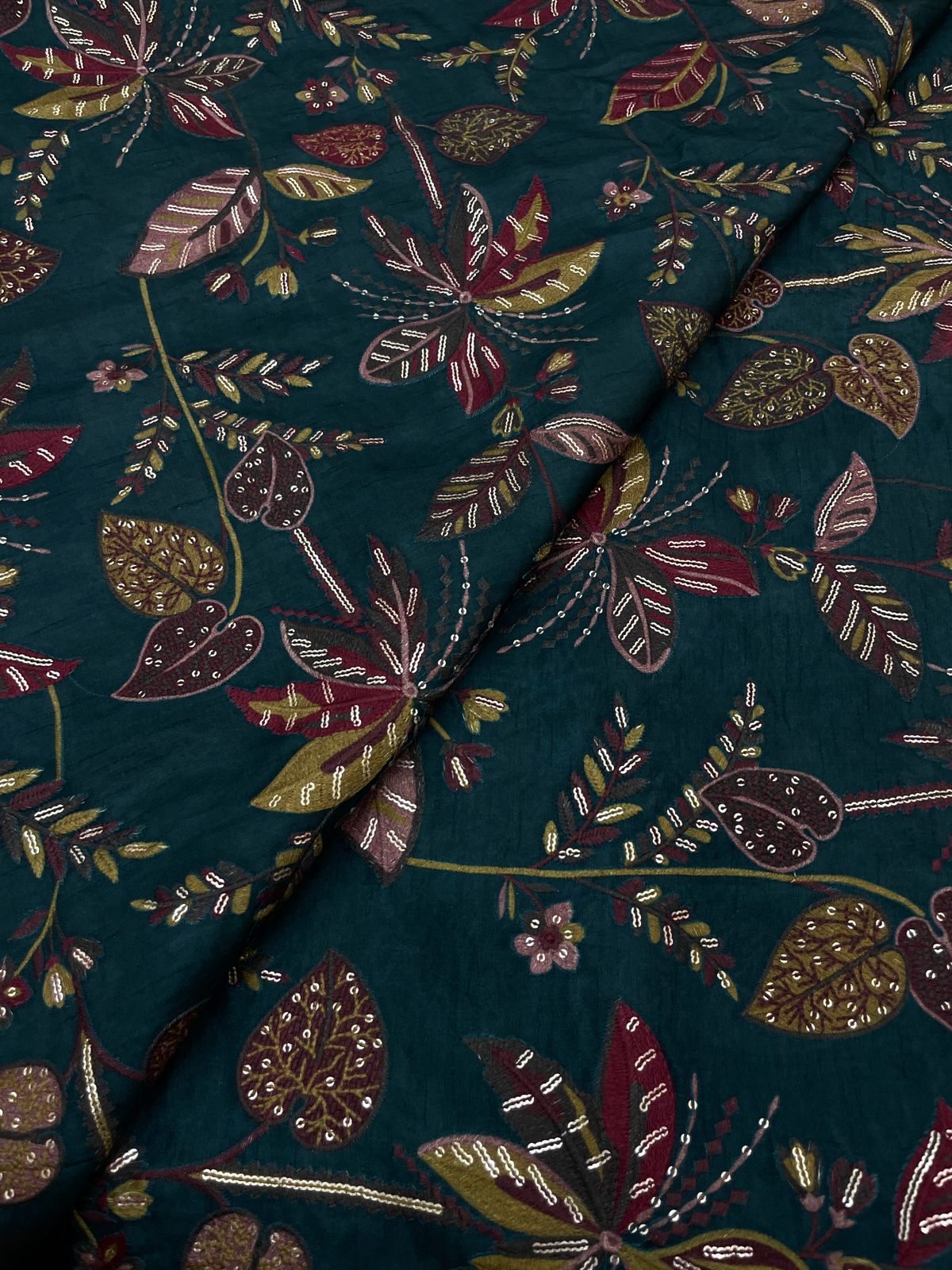 Dola Silk Print With Embroidery (Color Available)