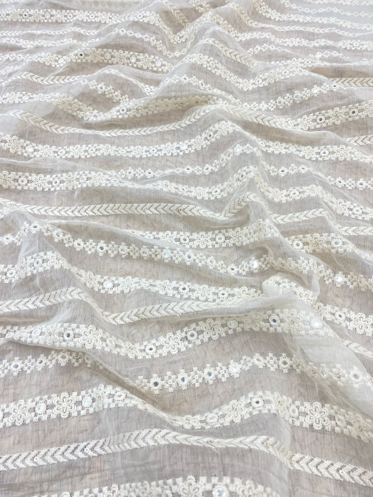 Chanderi Silk Embroidery (Dyeable) 44"inch