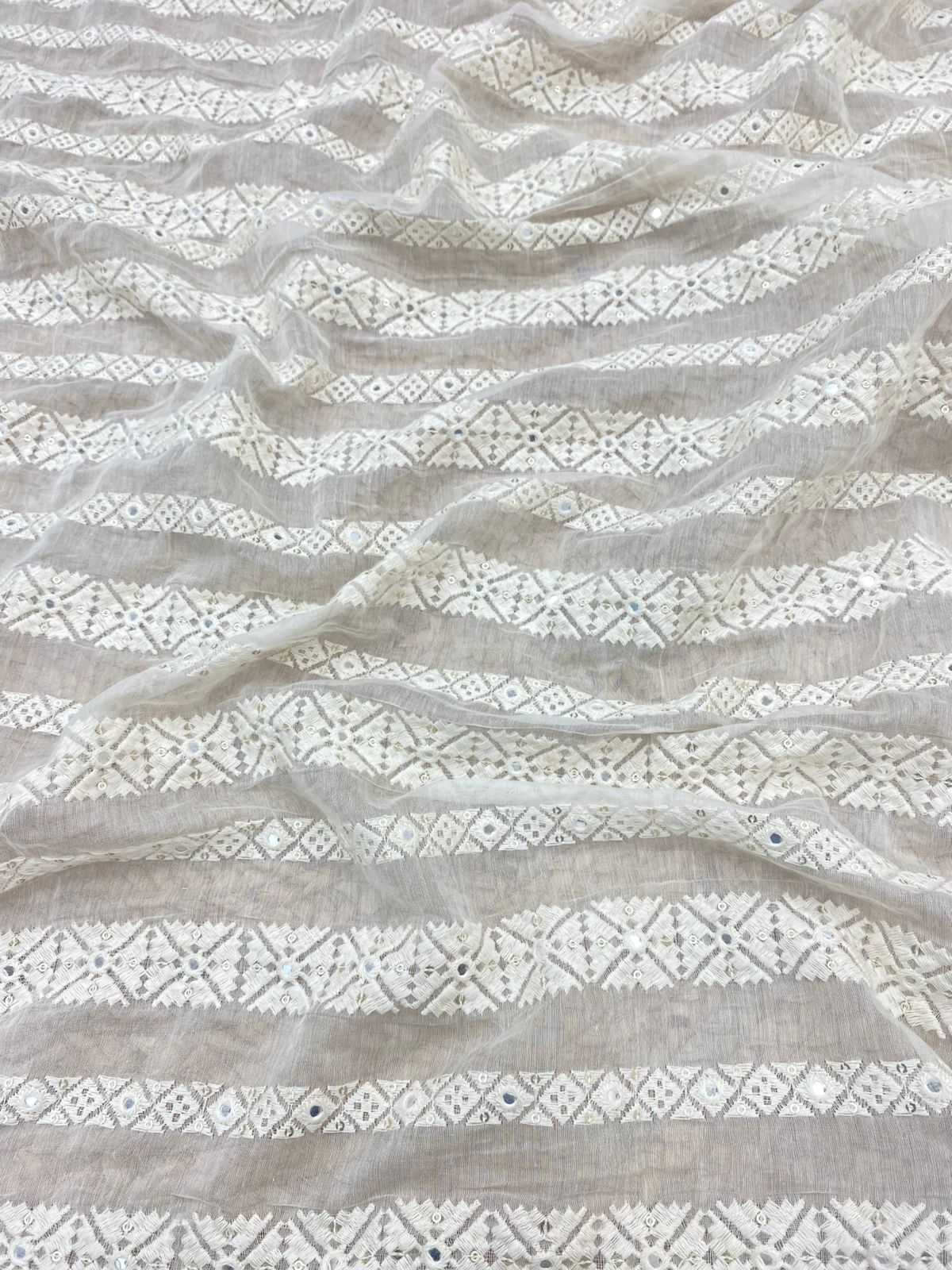 Chanderi Silk Embroidery (Dyeable) 44"inch