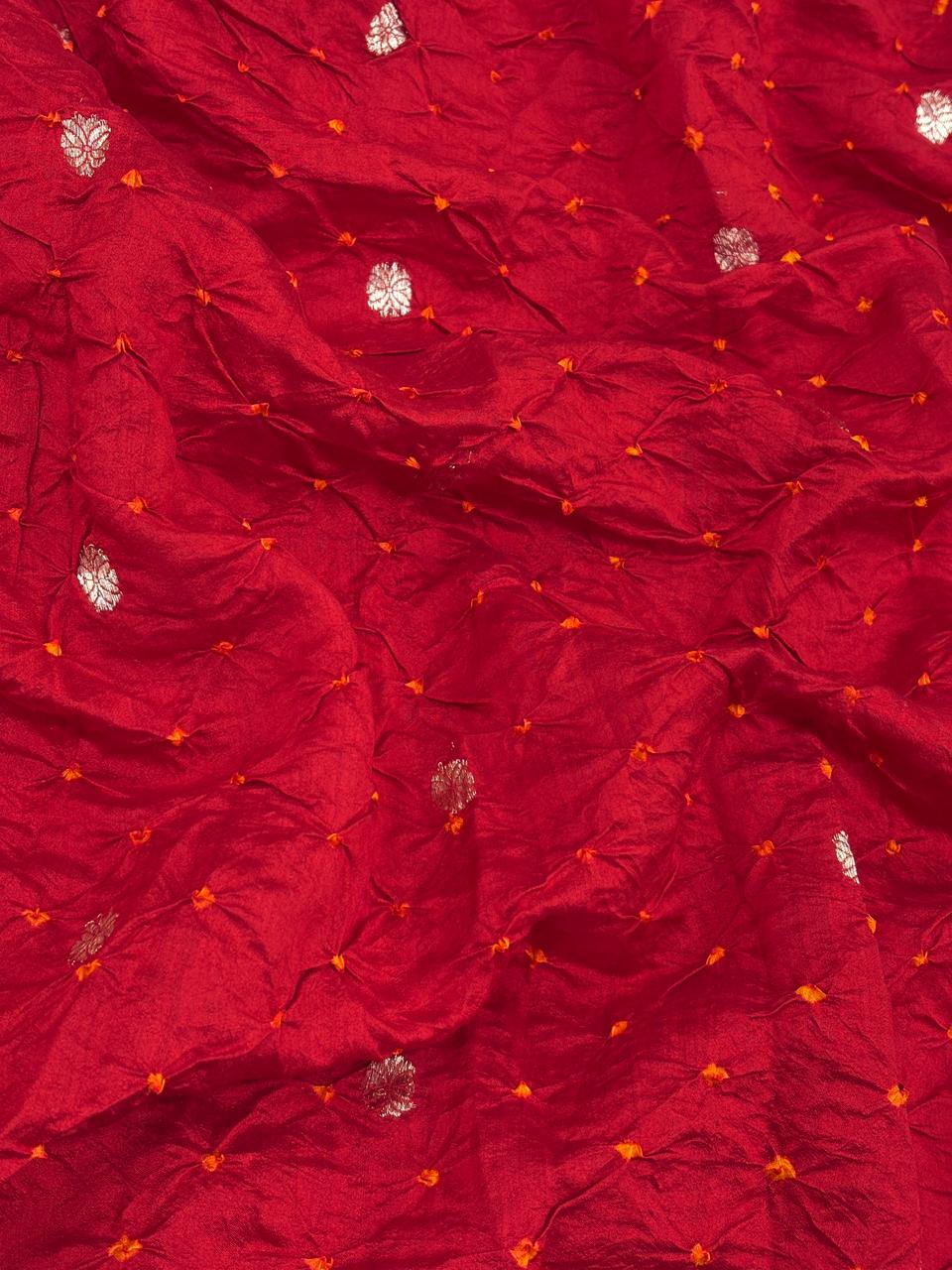 Chanderi Zari Butti With Hand Bandhni