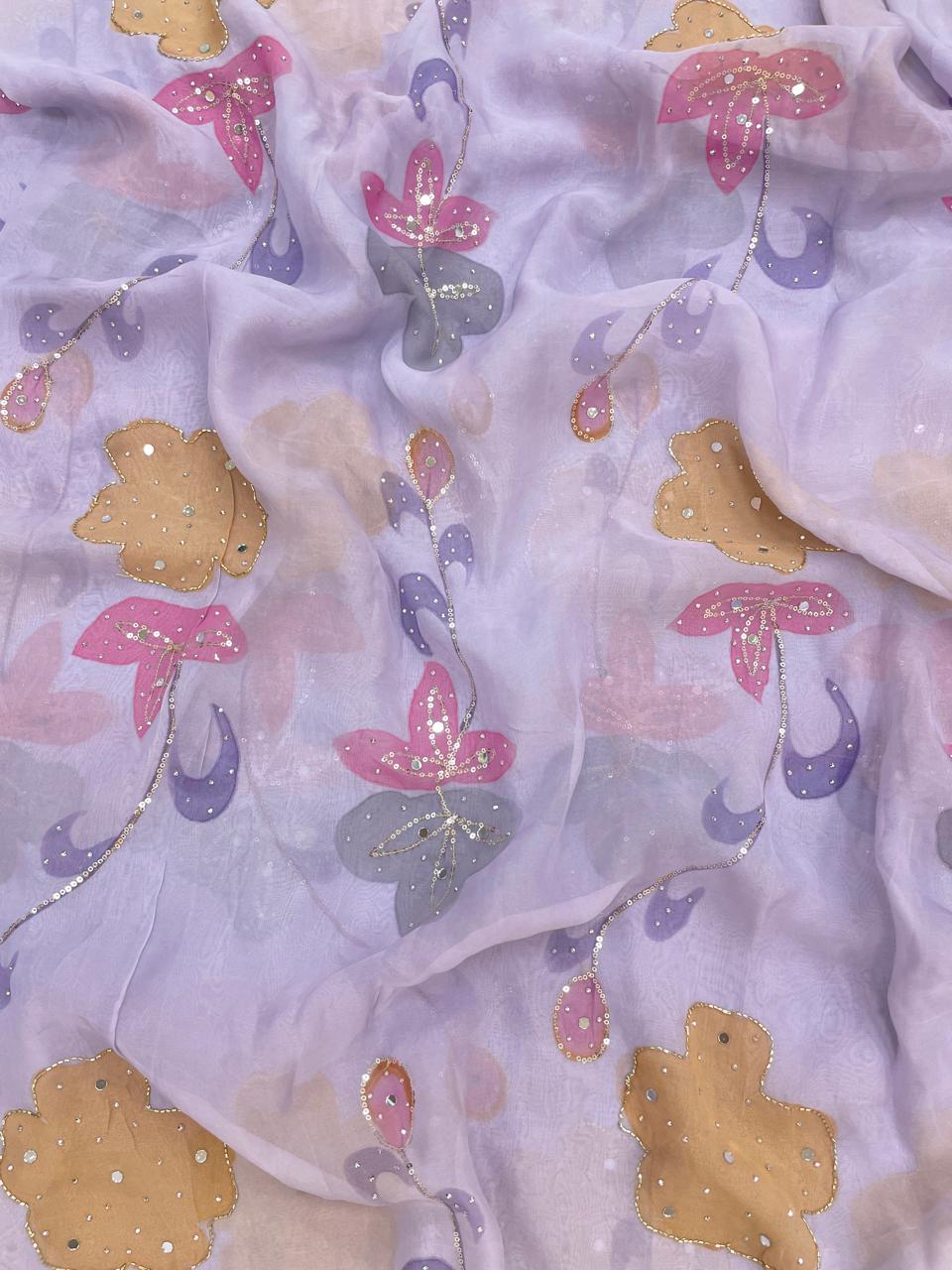 Organza HandBrush Paint With HandWork