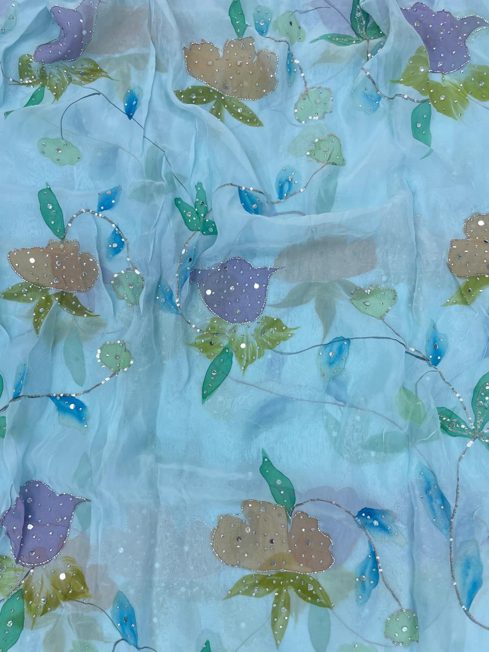 Organza HandBrush Paint With HandWork