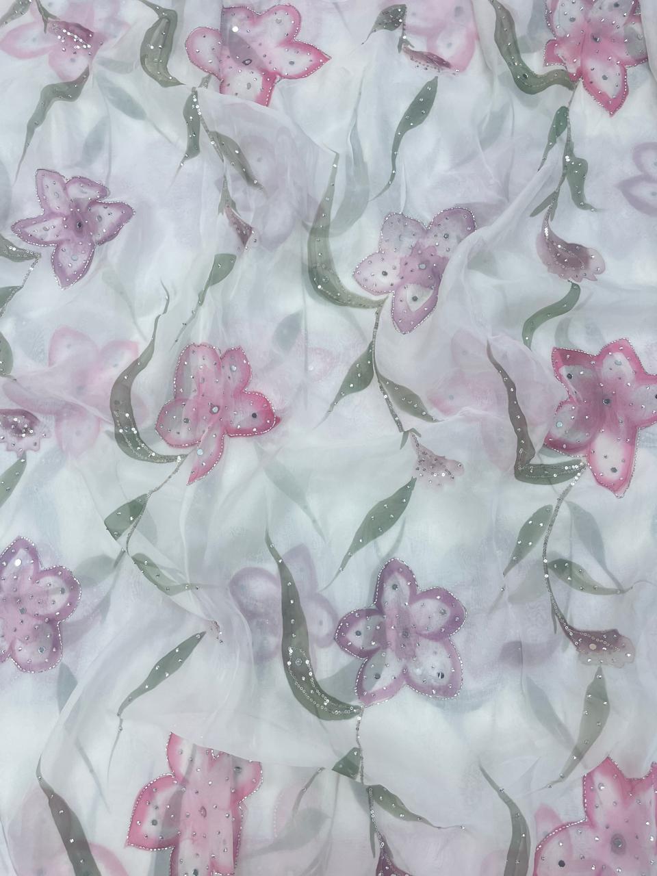 Organza HandBrush Paint With HandWork