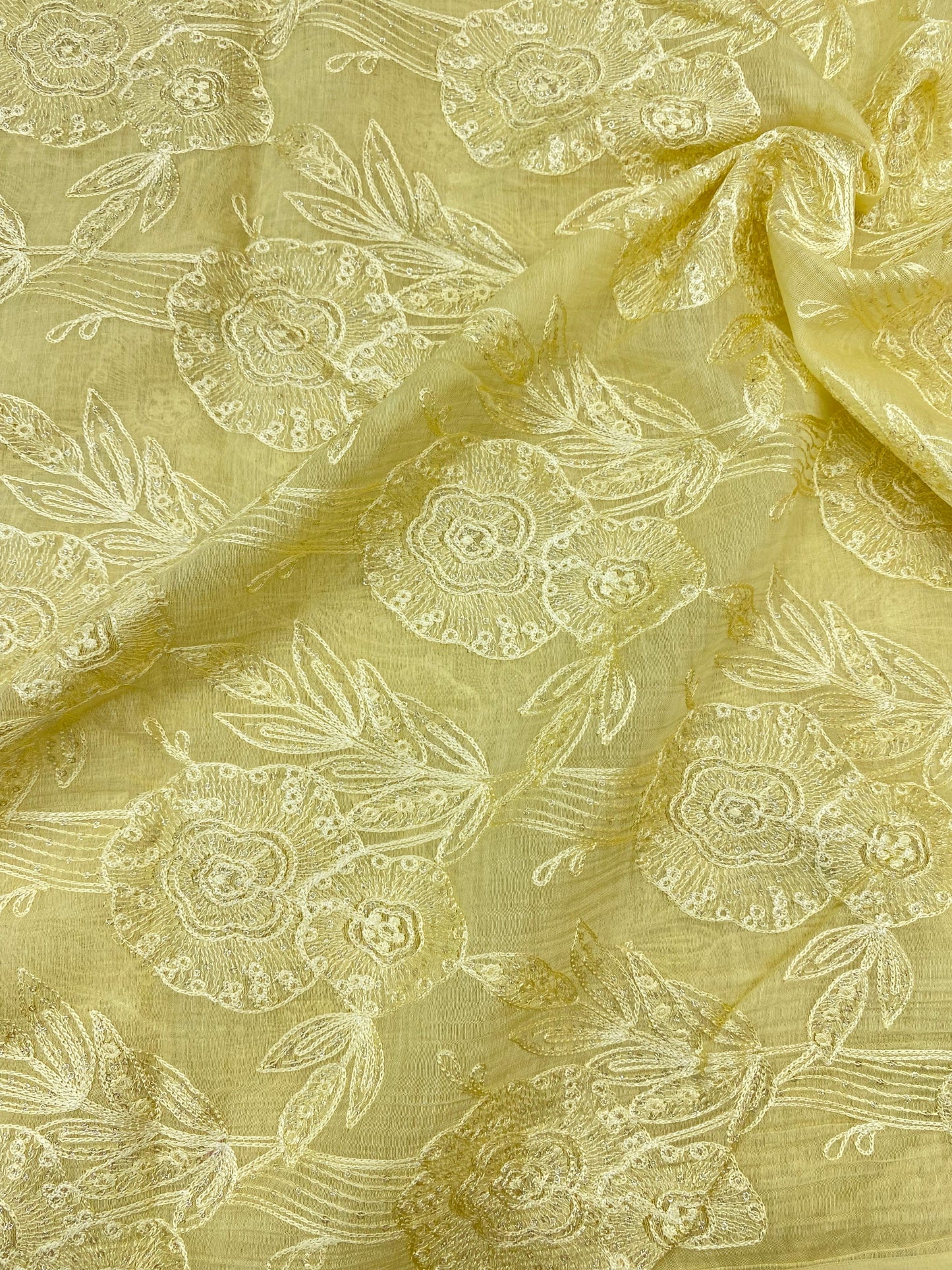 Pure Chanderi Embroidery (Color Available) 44"Inch