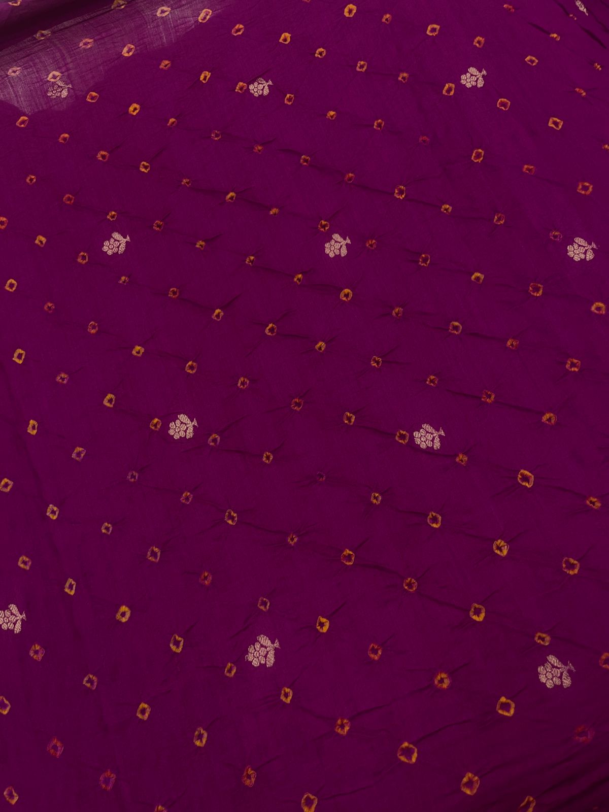 Pure Silk Zari Butti With Hand Bandhni (Color Available)