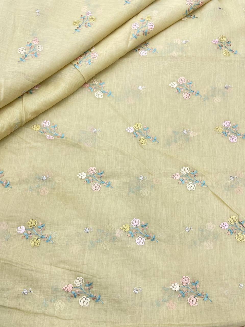 Pure Chanderi Embroidery (Color Available) 44"Inch