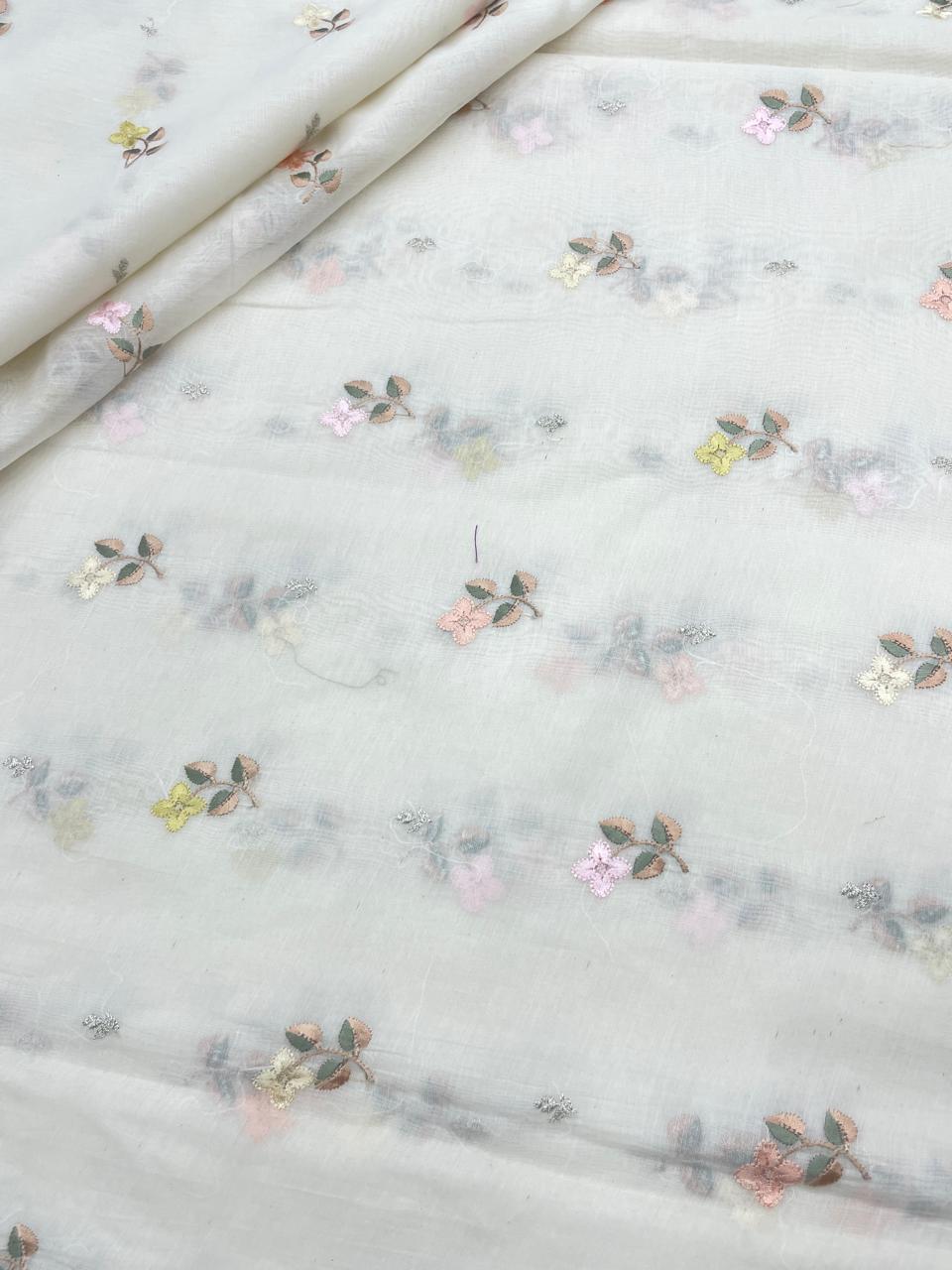 Pure Chanderi Embroidery (Color Available) 44"Inch