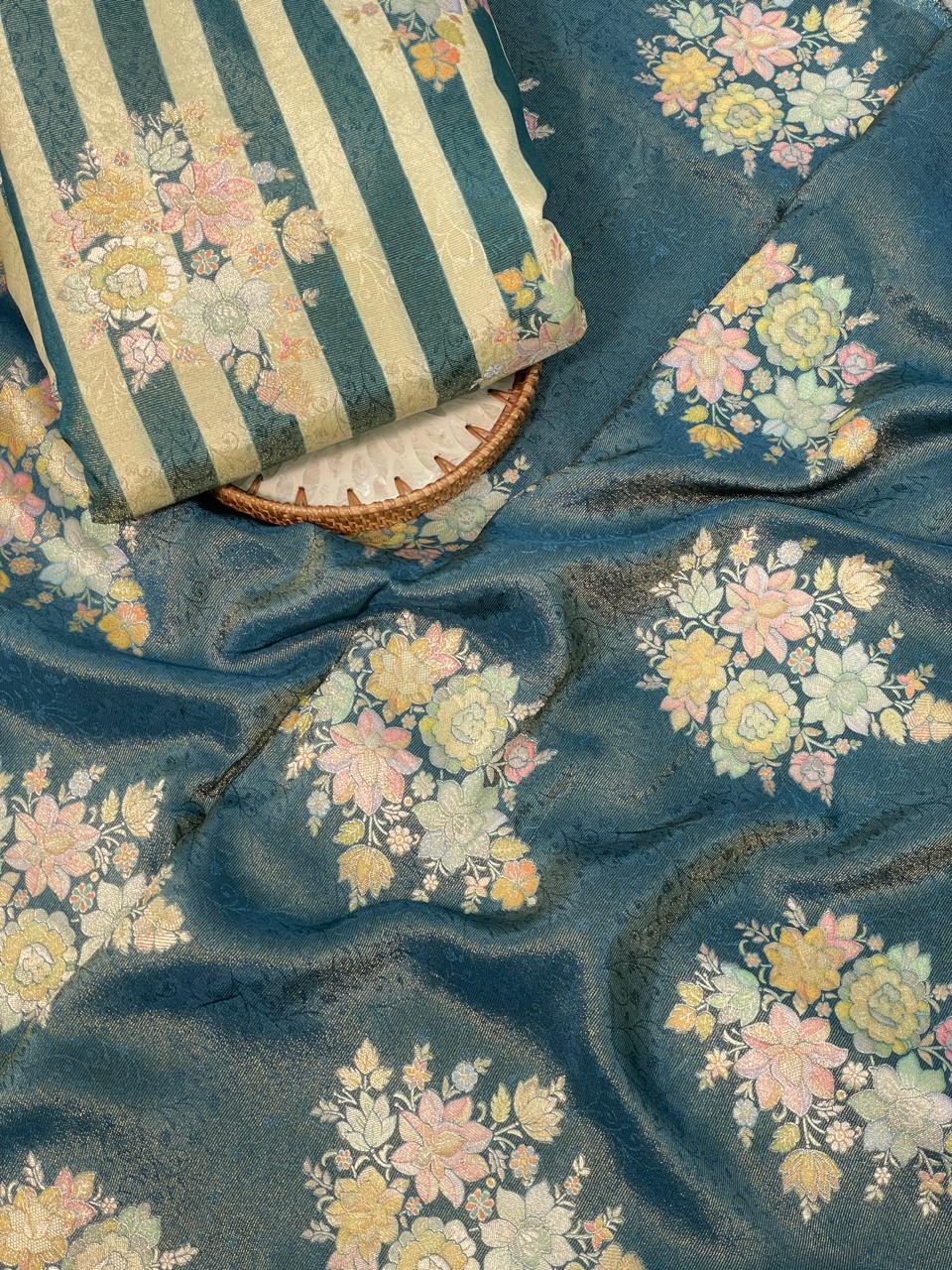 Banarasi tissue brocade with position print Suit Set