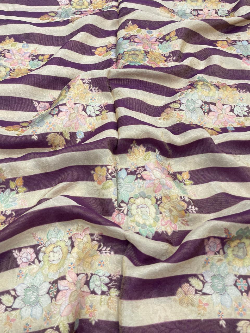 Banarasi Tissue Brocade With Position Print