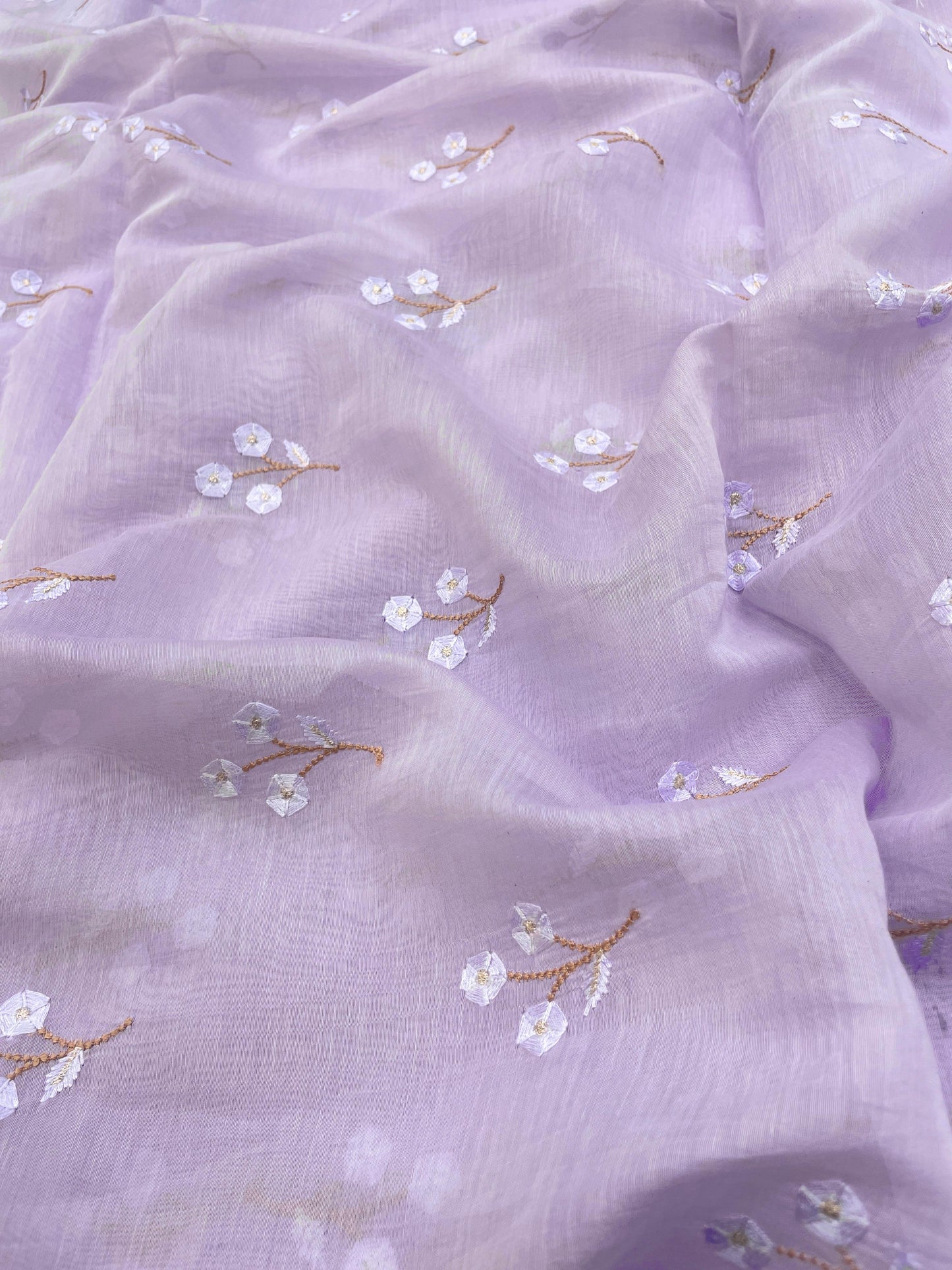 Pure Chanderi Embroidery (Color Available) 44"Inch