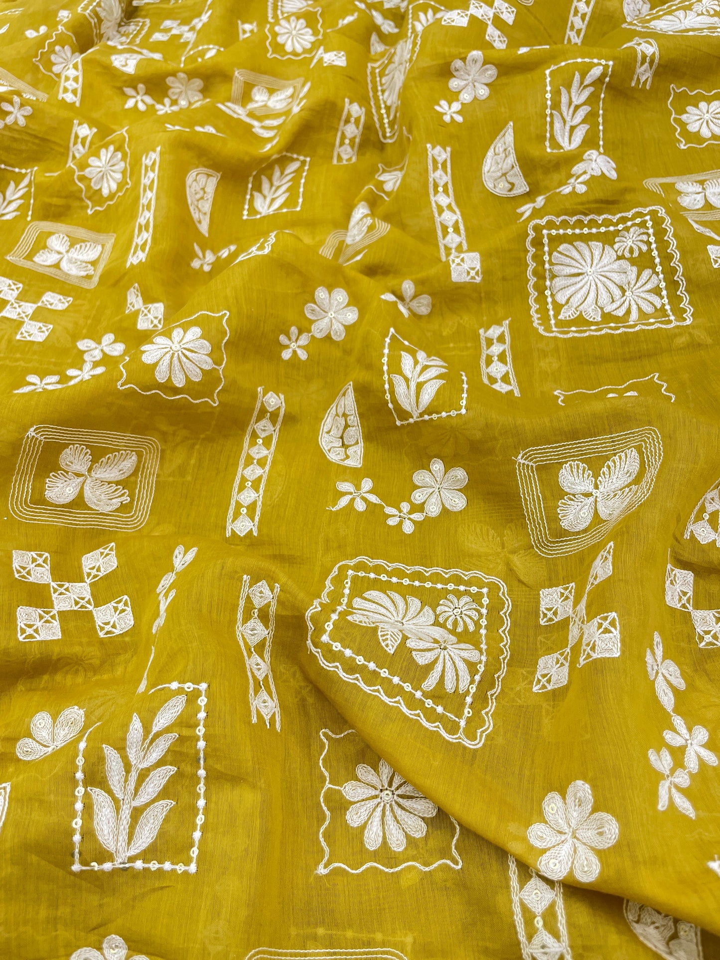 Chanderi Embroidery (Color Available) 44"Inch